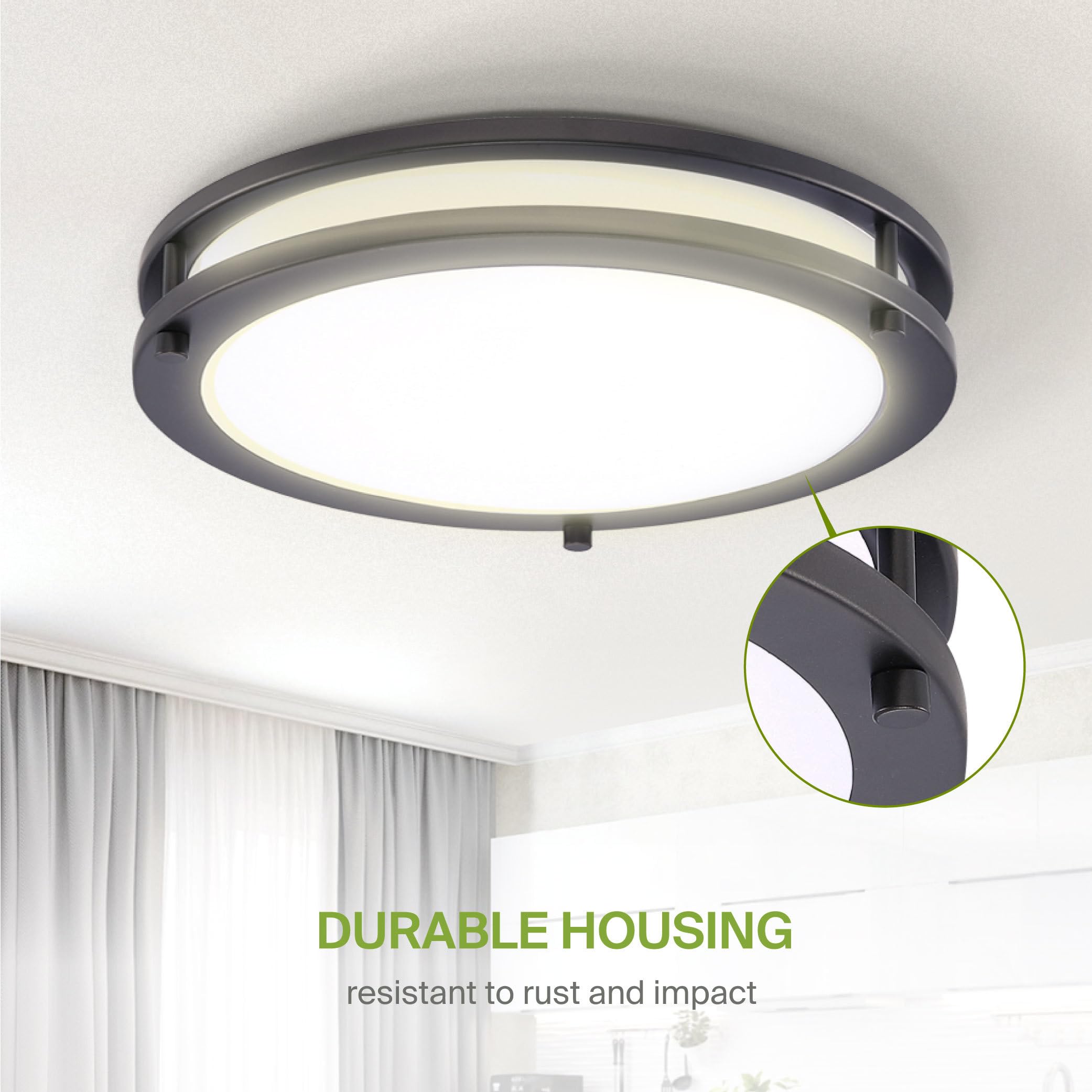 ASD LED Flush Mount Light Fixture 24W 1900LM 3000K-5000K 16 Inch Oil-Rubbed Bronze Model A-LFMDR-16D24CCBZ