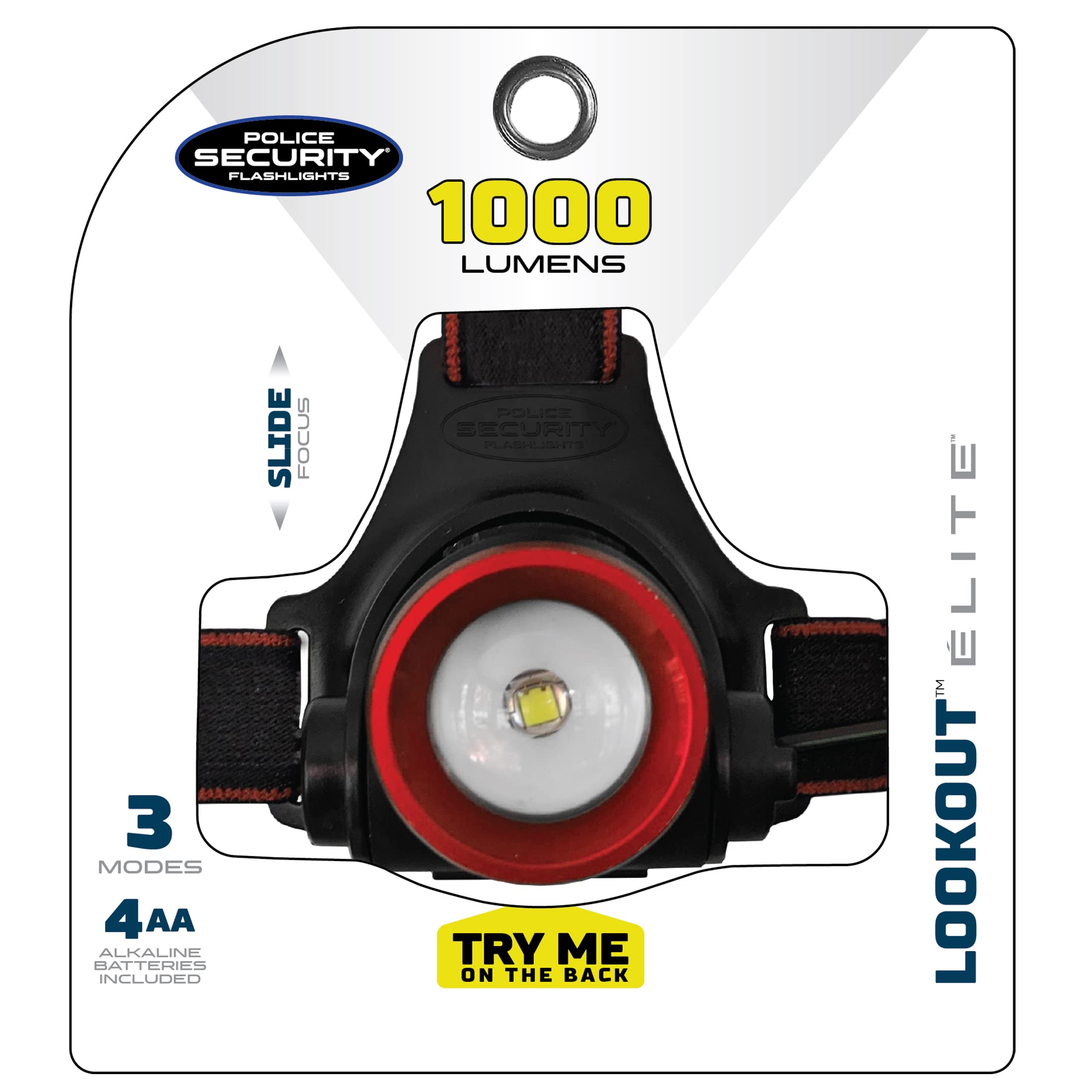 Police Security Lookout Headlamp - 1000 Lumens, Water Resistant, Model 98070, One Size, Plastic Material