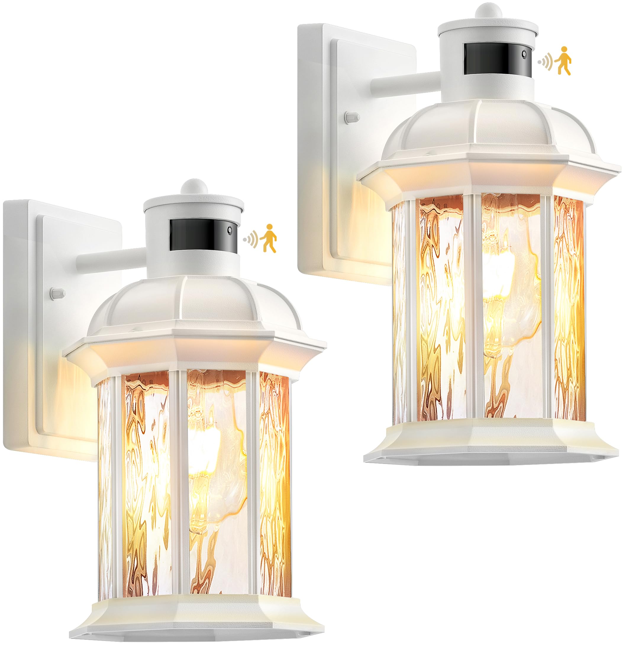 VIANIS Motion Sensor Outdoor Lights, White LED Wall Sconce, 2-Pack, Aluminum, Model V81102W