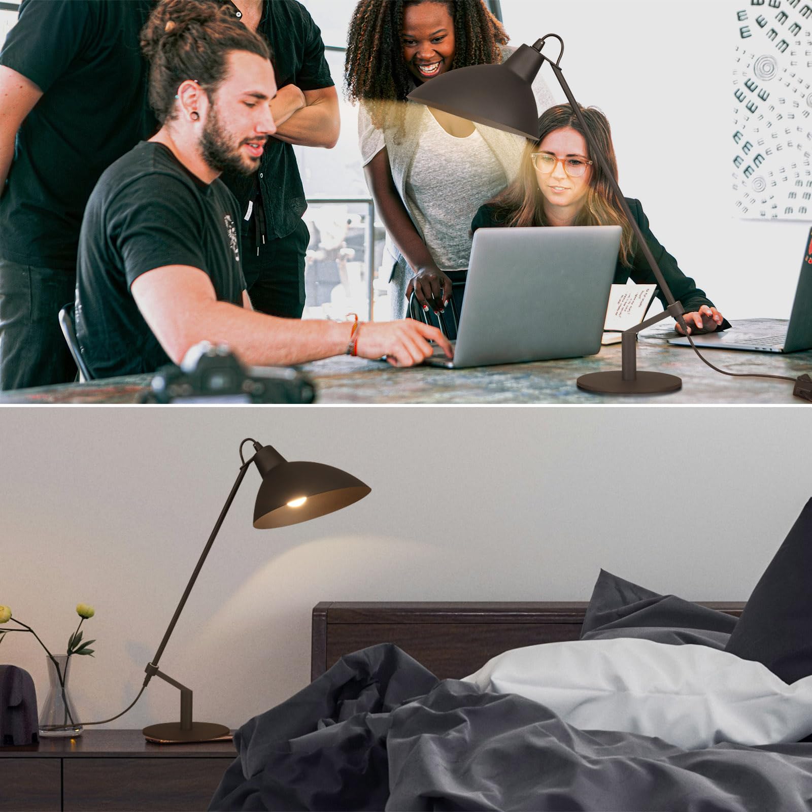 Psdsshiis Desk Lamp Modern Industrial 100% Metal Table Lamp 22'', Soft White Light (3000K) With Adjustable Switch, Ideal For Off