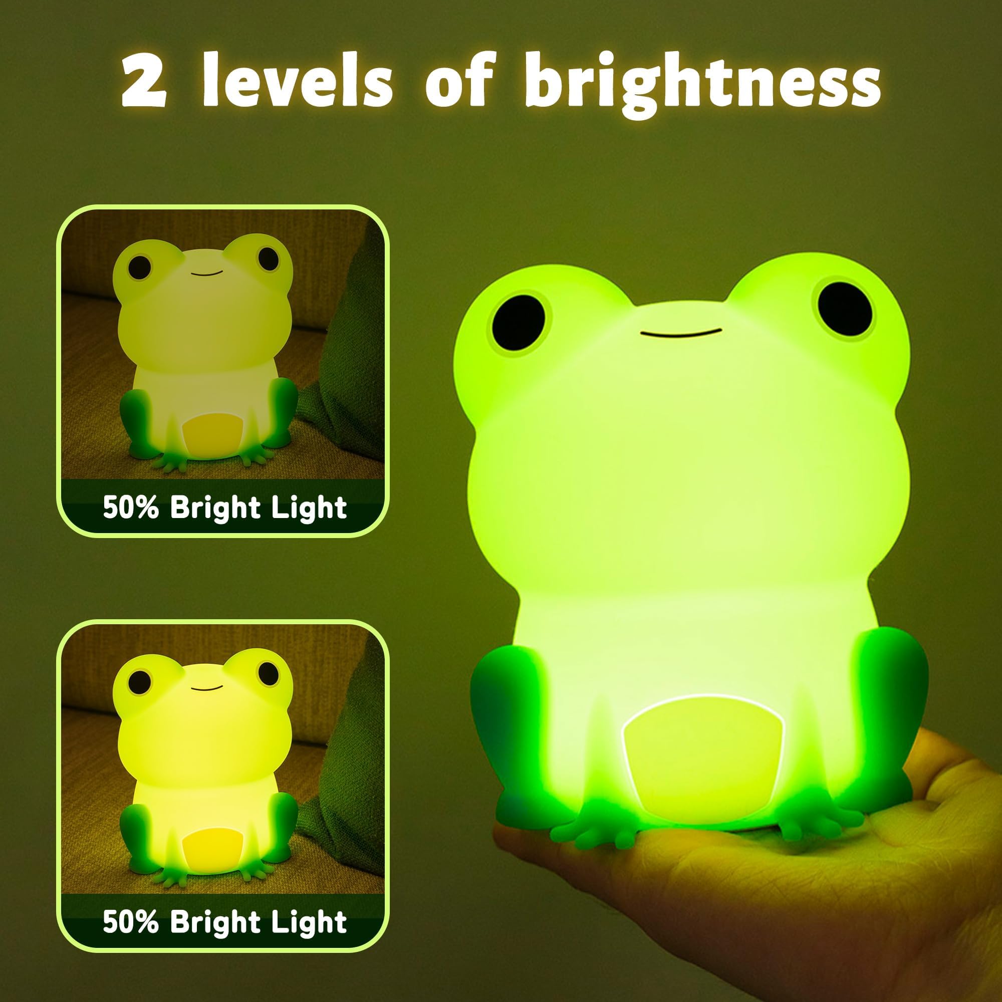 Attivolife Cute Frog Night Light For Kid  Squishy Animal Silicone Lamp  Rechargeable Portable And Dimmable Touch Control  Best Bedroom Bedside Decor Christmas Birthday Gift For Boy Girl Toddler