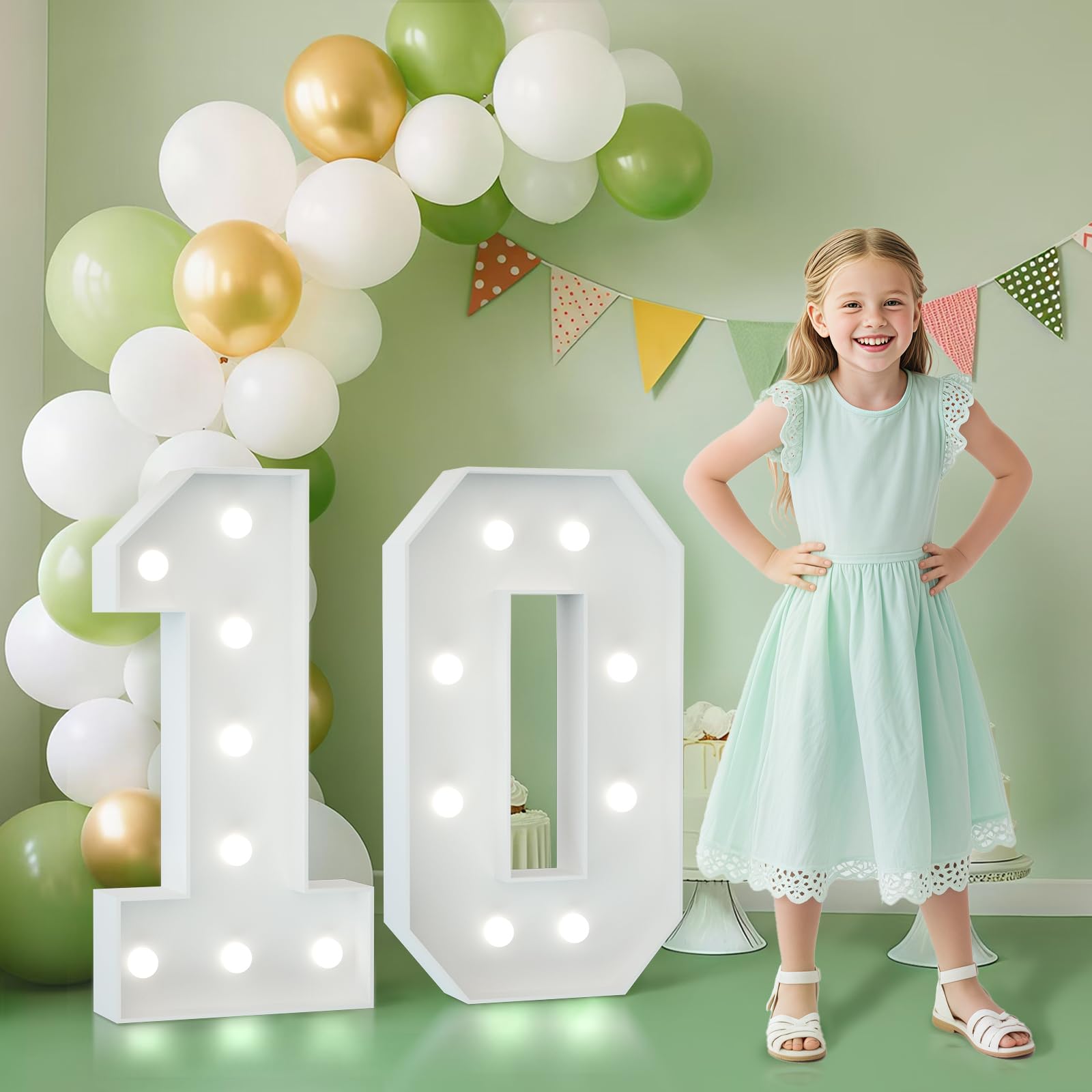 Joymuse 2.3Ft 10 Marquee Numbers  10 Light Up Numbers 10 Birthday Decorations For Girls Birthday Party Anniversary Backdrop
