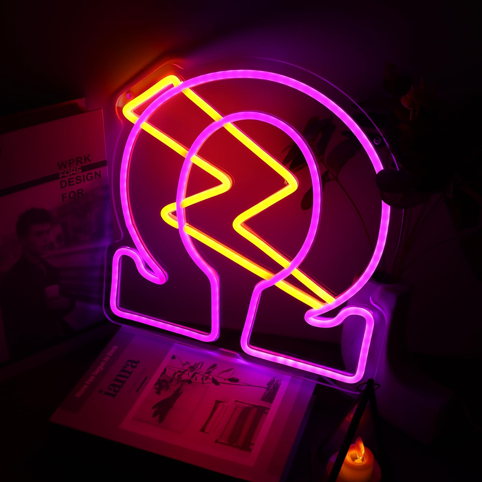 Tiabuy Neon Wall Sign for Psi Phi Fraternity, 13"x12", Purple Acrylic with Dimmer, USB Powered Party Decor and Gifts