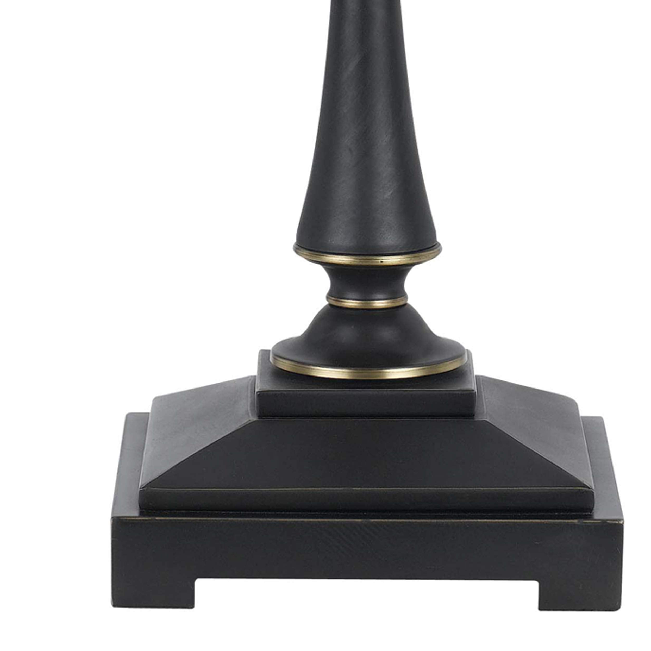 Benjara Metal Body Table Lamp With Fabric Tapered Bell Shade, Beige And Black