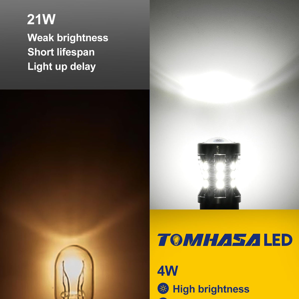 Tomhasa 1156 LED Bulbs, 6000K Bright White, Aluminum, Backup/Reverse/T ...