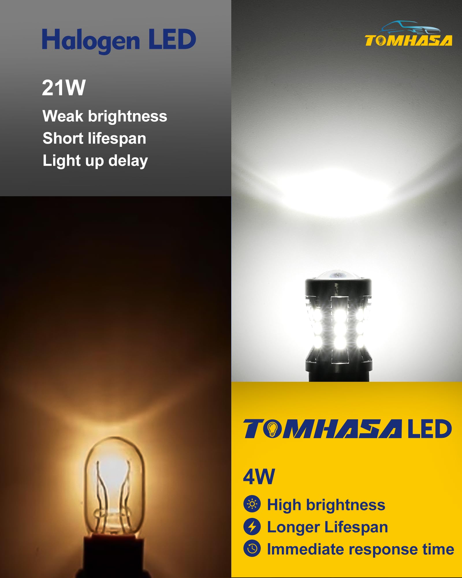 Tomhasa 1156 LED Bulbs, 6000K Bright White, Aluminum, Backup/Reverse/Turn Signal Lights, Pack of 2