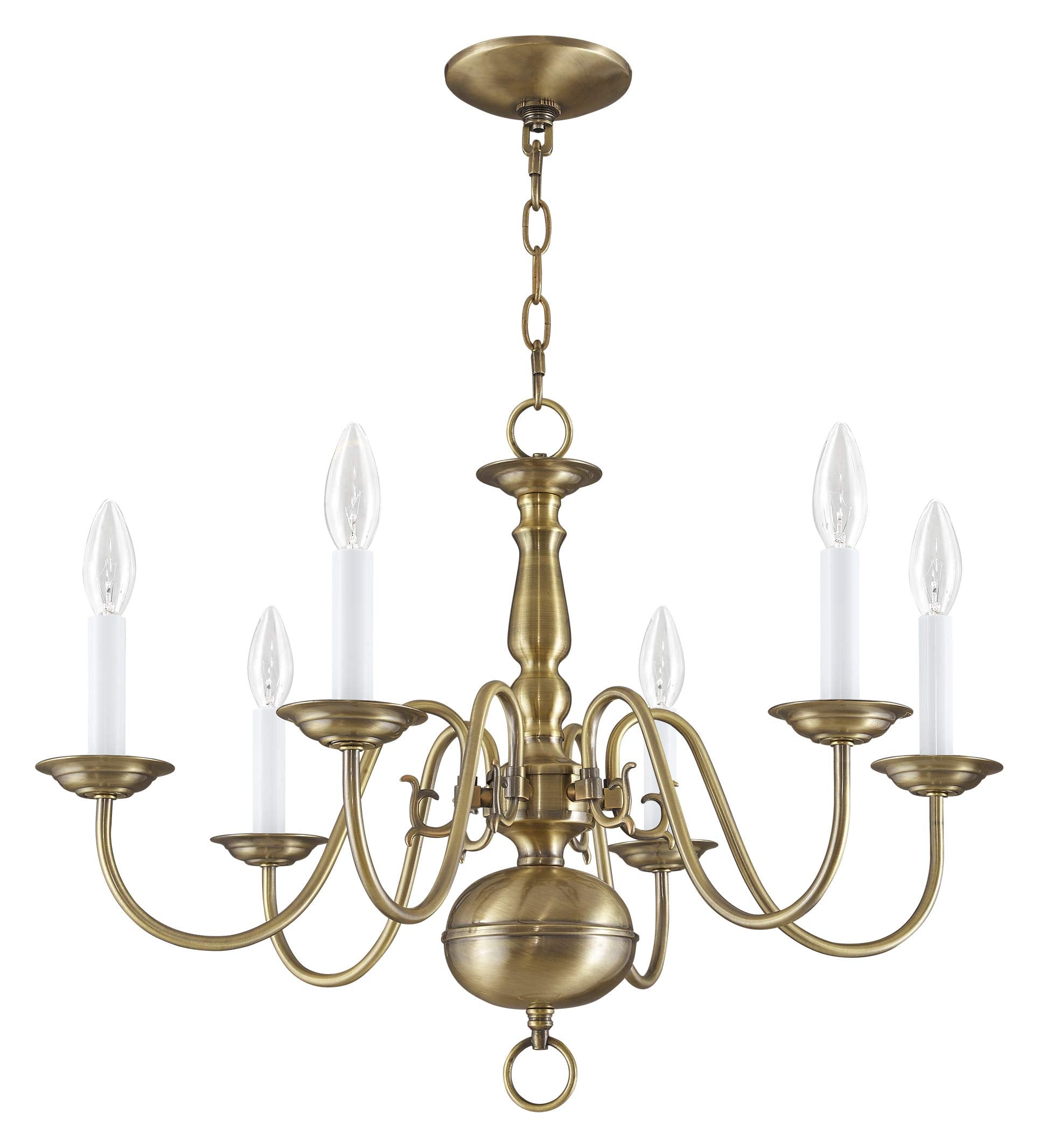 Livex Lighting 5006-01 Williamsburgh 6 Light Antique Brass Chandelier