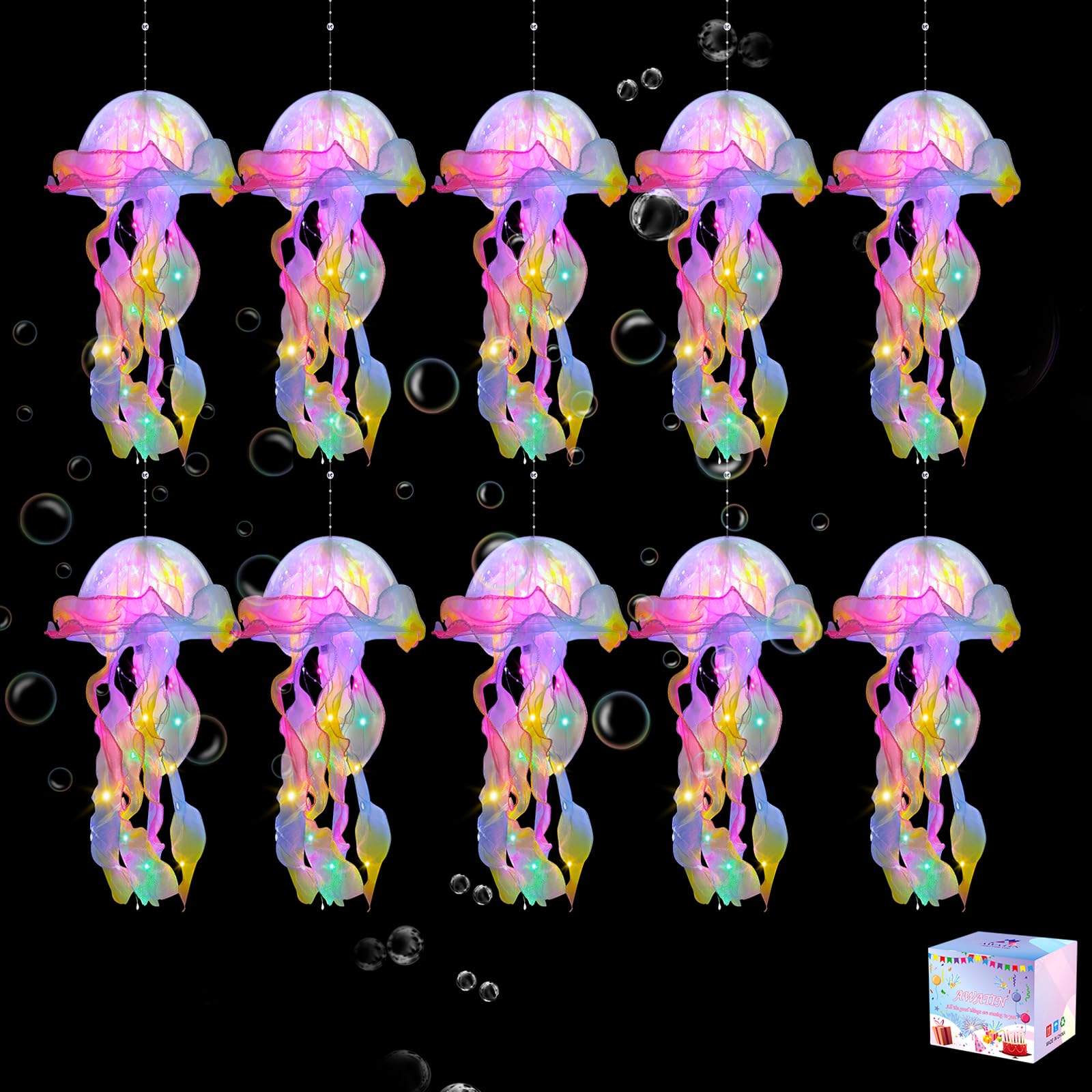 Awatin Jellyfish Decor  Rainbow Jellyfish Lanterns - Hanging Jelly Fish Decoration For Mermaid Theme Party & Under The Sea Party Decorations  Birthday Gift Supplies For Women Girls Baby