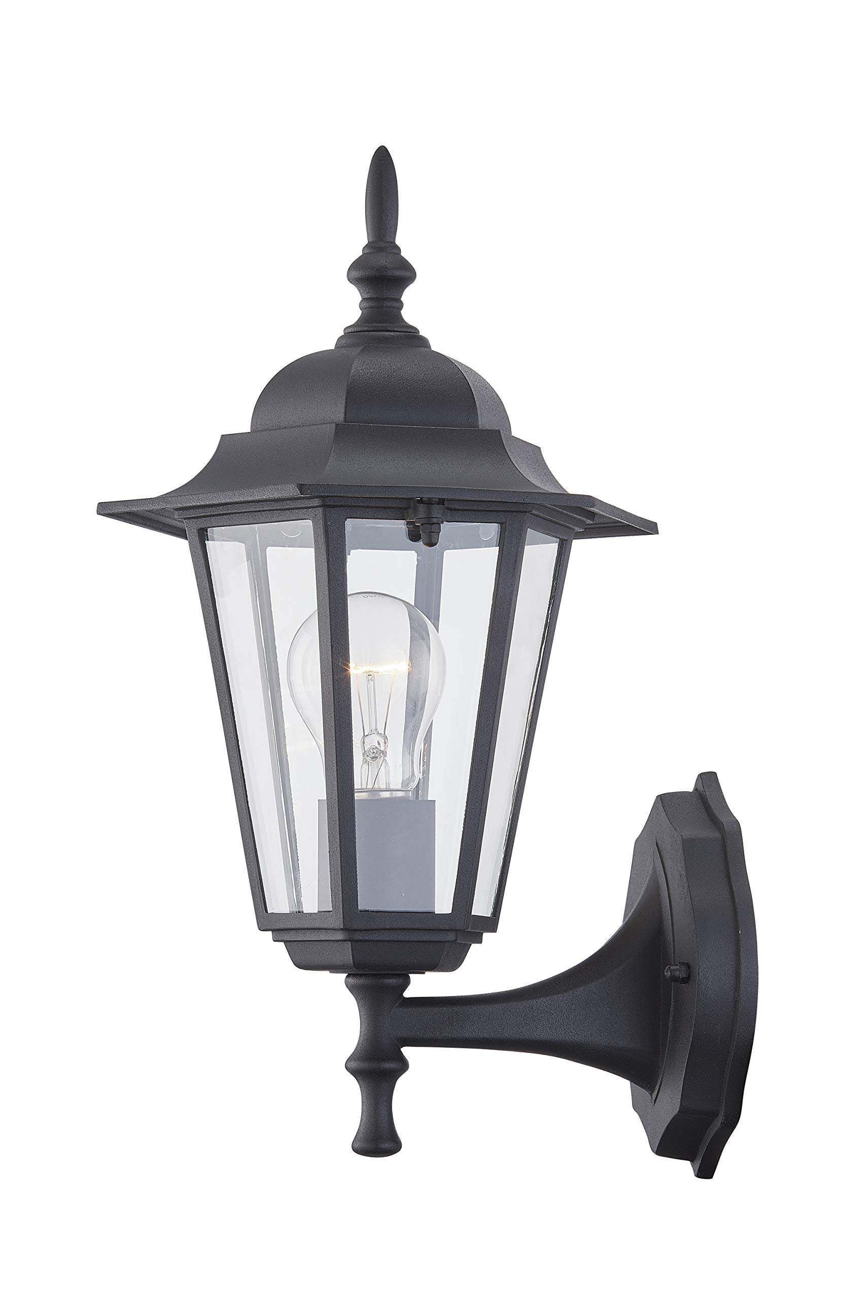 Wisbeam Black Outdoor Wall Lantern, Etl Qualified Sconce, Glass & Metal, E26 Base, Wet Location Rated