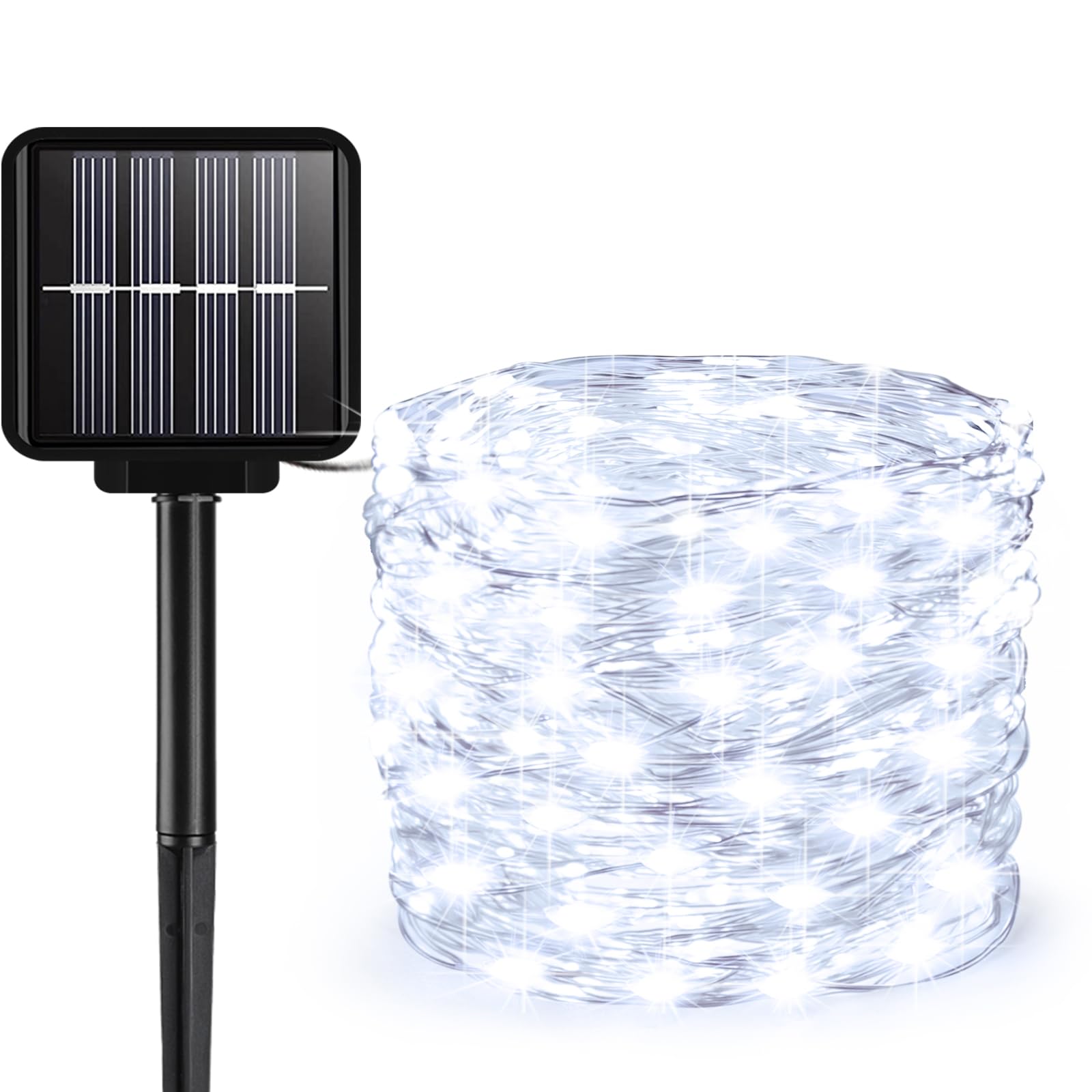 Solar String Lights Outdoor  33 Feet 100 Leds 8 Modes Solar Fairy Lights For Outside  Waterproof Outdoor Light For Patio Yard Christmas Tree Halloween Wedding Party Decorations  Cool White