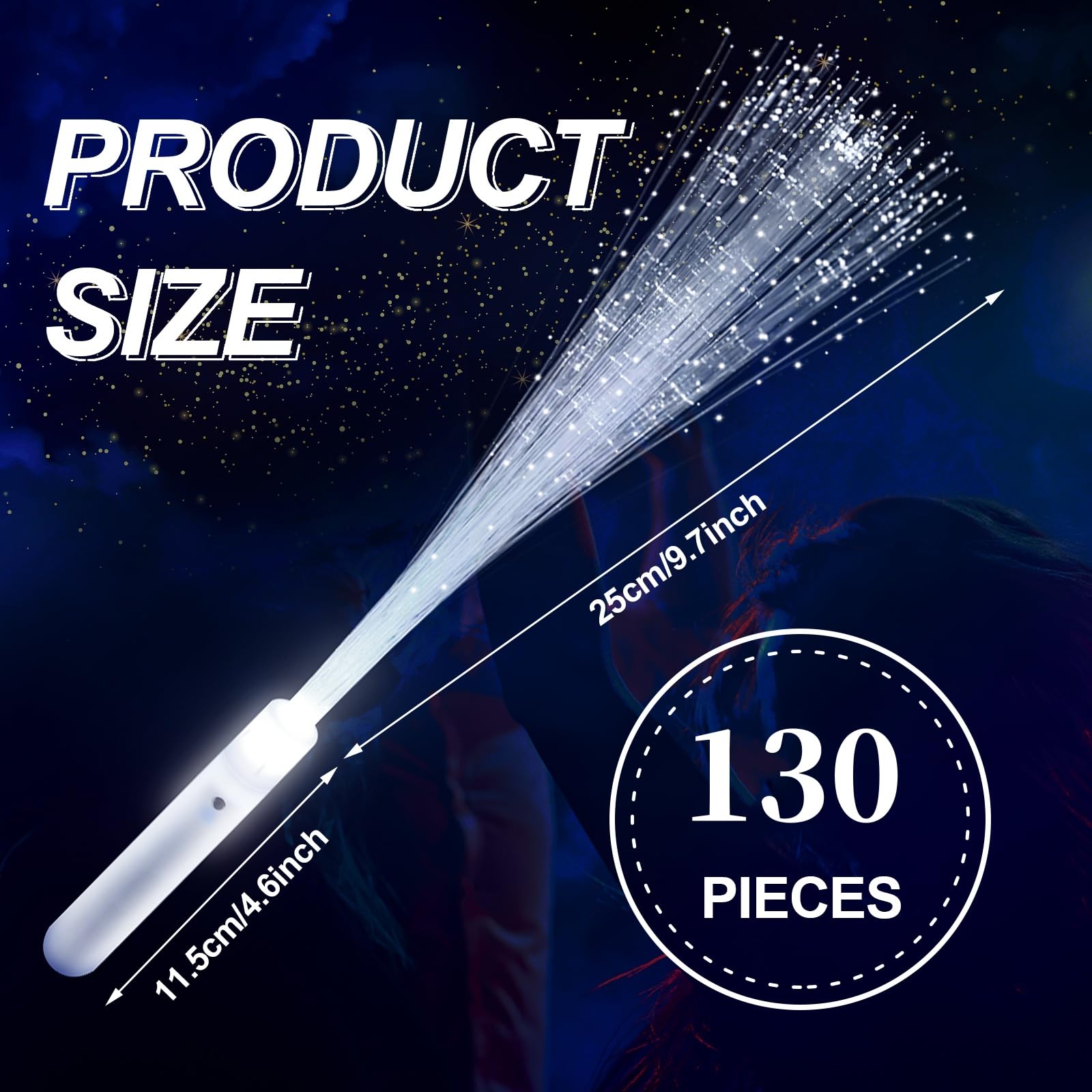 Vaipi 130 Pcs Fiber Optic Wands For Wedding Bulk White Glow Stick Led Sparklers Fireworks Light Rod Party Favor Wands Flashing Sticks With 3 Light Modes For Dance Floor Props Interior Decor (130 Pcs)