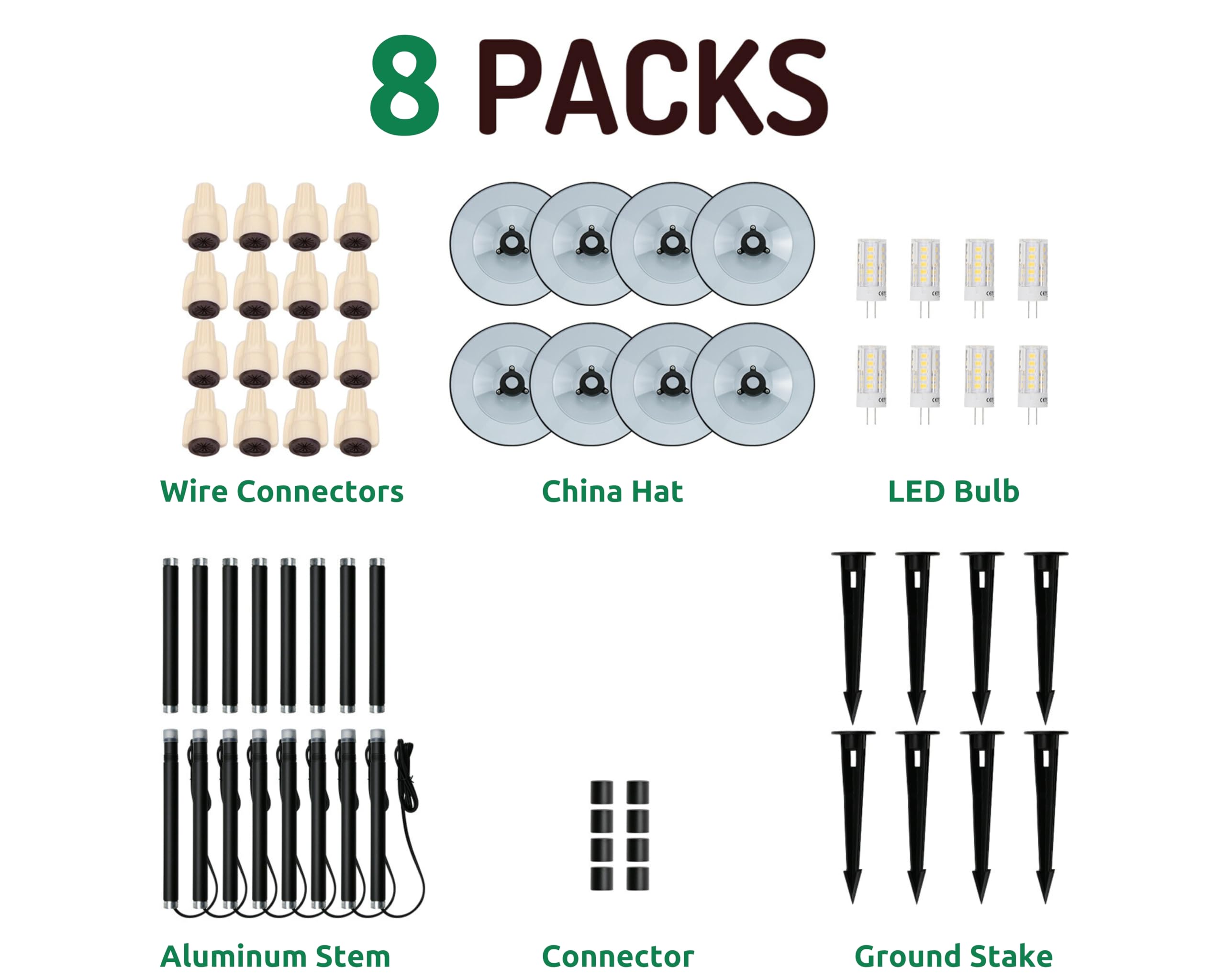Lumina Lighting® 3W Landscape Lights, Warm White, Aluminum, 12V, Black, 8-Pack, Model PAL0101