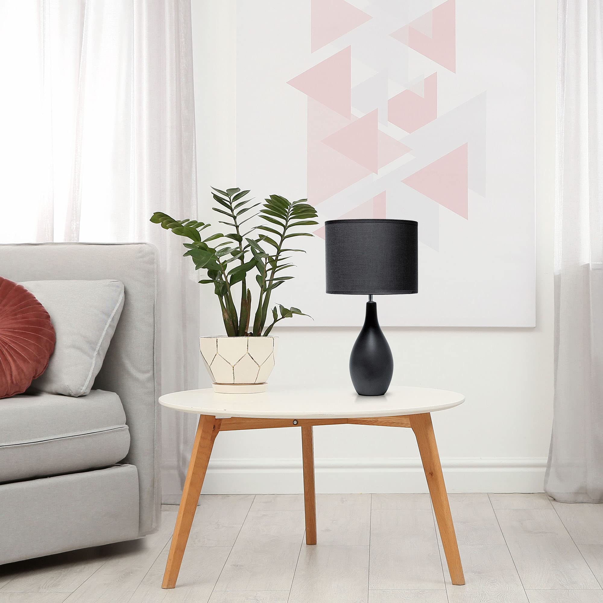 Creekwood Home 18.11&quot; Ceramic Dewdrop Table Desk Lamp With Black Fabric Shade