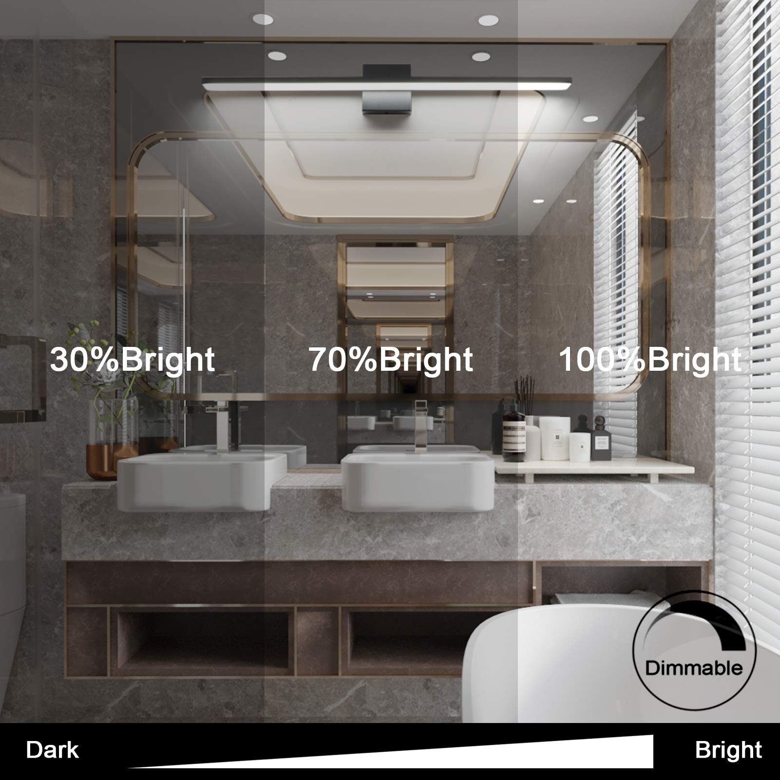 Ralbay LED Vanity Light 28W Dimmable 31.5in Cool White Frosted Aluminum Model 1089