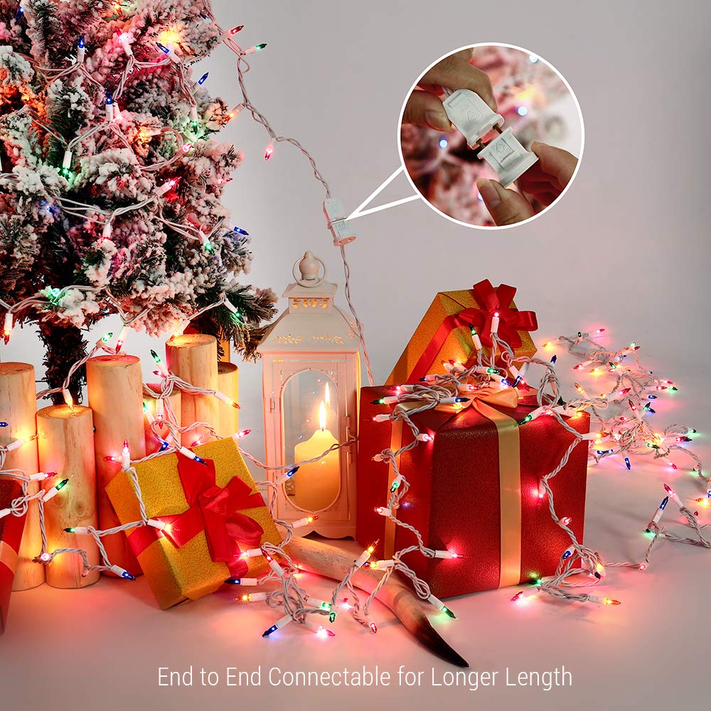 Brizled Colored Christmas Lights, 300 Count 69.6Ft Incandescent Christmas Lights, Connectable 120V Ul Certificated Christmas String Lights, Mini Light Set White Wire For Xmas Tree Holiday Party Decor
