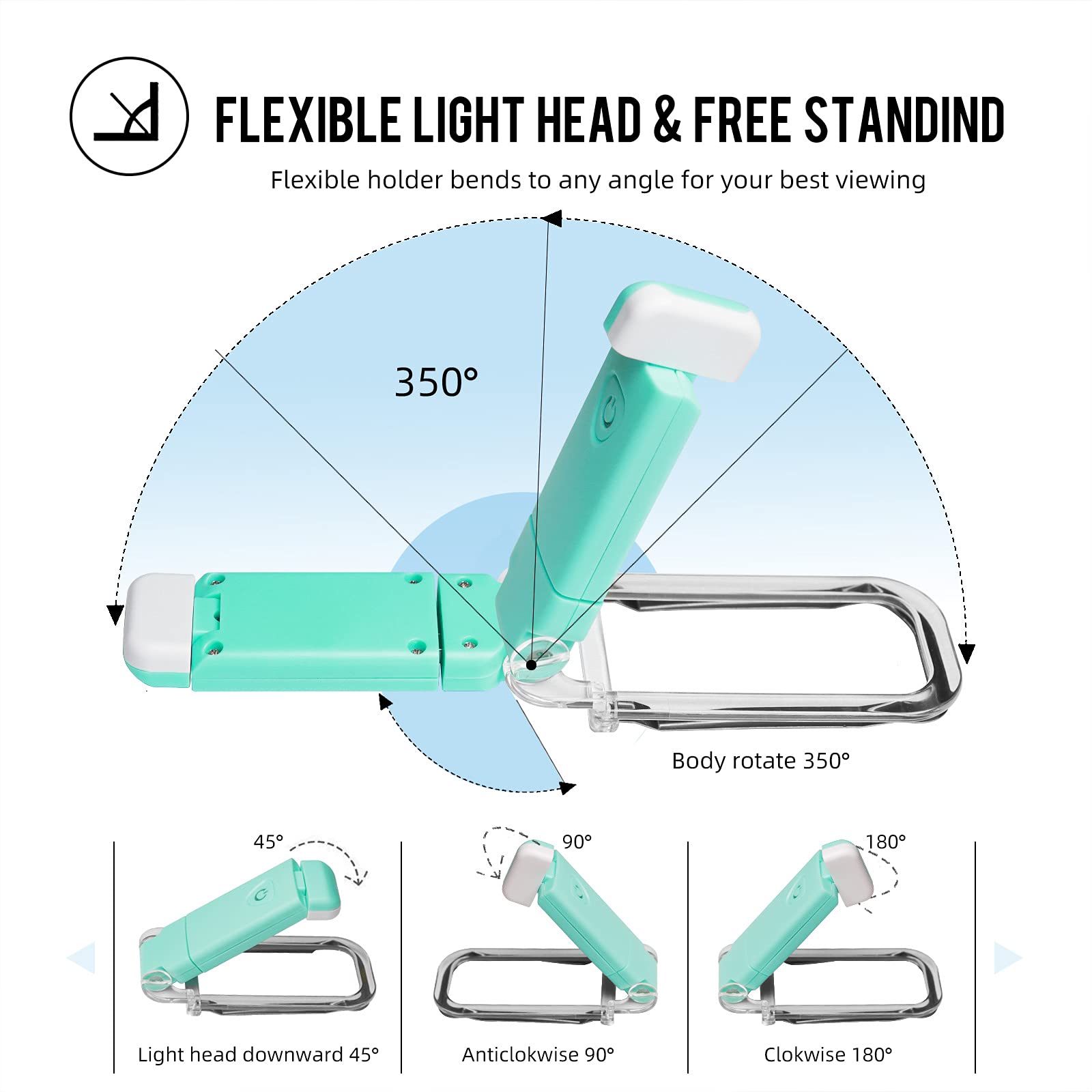 Book Light For Reading In Bed, Usb Rechargeable Clip On Book Lights, 3 Brightness Adjustable Dimmable Bookmark Light For Eye-Pro
