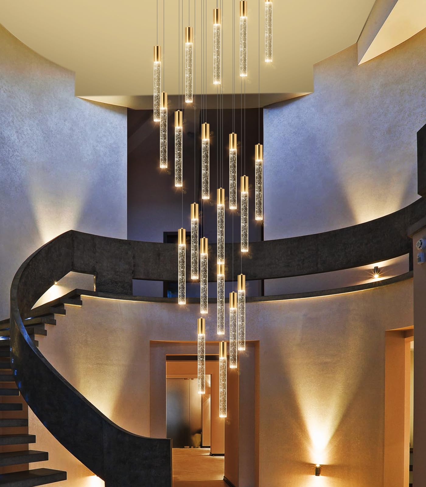 Haixiang 13Ft Long Crystal Chandelier For Living Room, Dining Room, Entryway, Kitchen, Hotel - Gold
