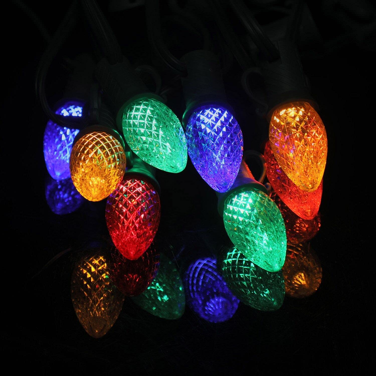 Rainmin Durable 25 Sets Of C7 Led Christmas Light Bulbs,Led Light Bulbs Holiday Decoration,E12 Faceted Multicolored Diammable Bu