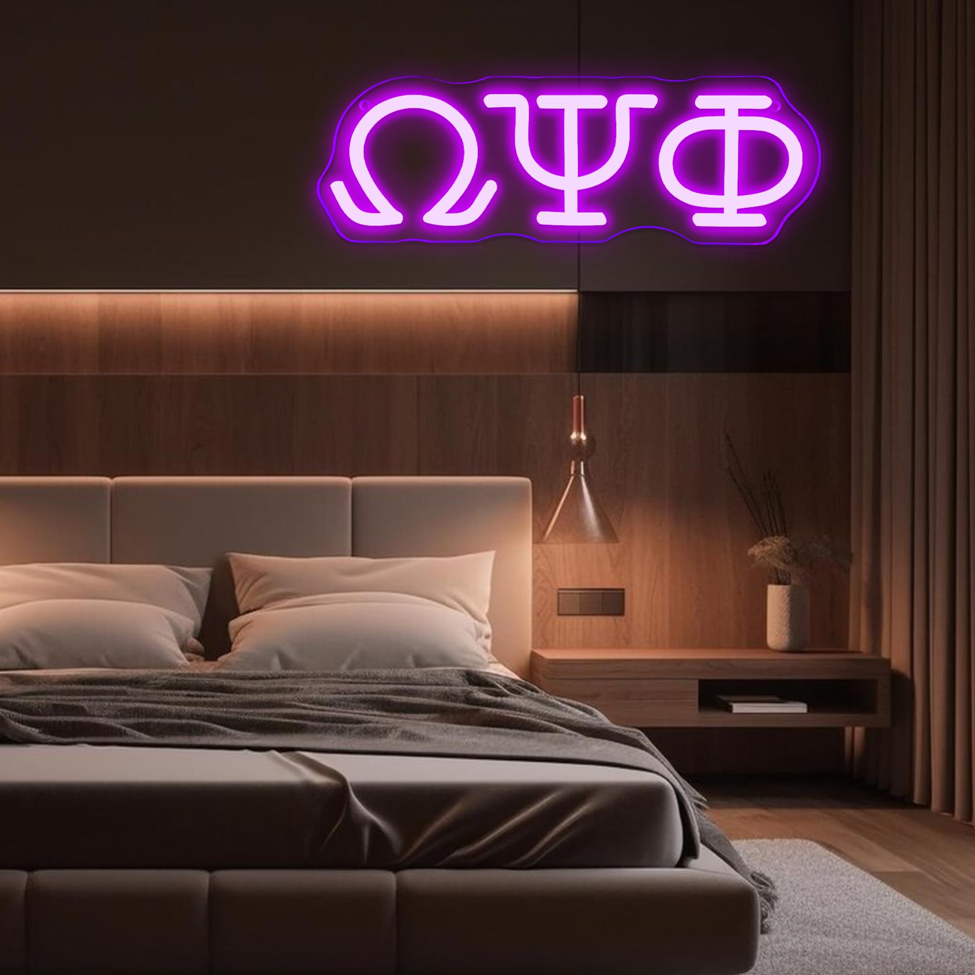 Gippro Psi Phi Fraternity Neon Sign, Dimmable LED Wall Decor, 11.8x4in, Purple Acrylic
