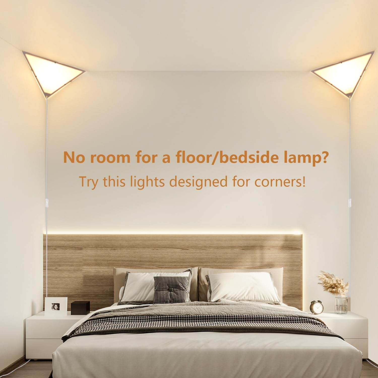 Zlierop Corner Light 2-Pack, Acrylic White Triangle Lamp with Switch for Living Room, Bedroom, Office, Kids Room