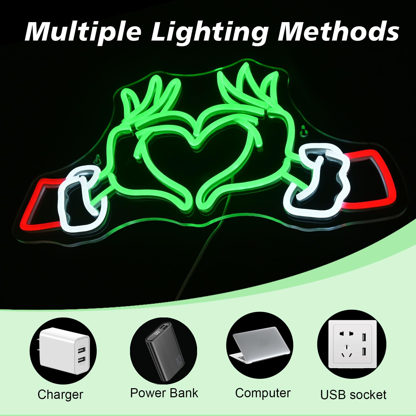 Nxyx Merry Grinchmas Neon Sign Grinch Green Hands Neon Light Grinch Ornament Wall Decor Christmas Grinch Outdoor Decor Holiday Grinchy Gift For Kids