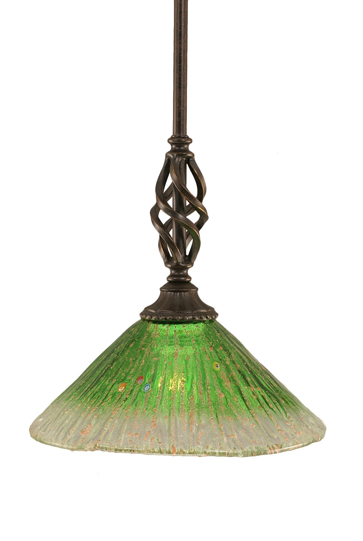 Toltech Lighting 80-DG-437 10-Inch Elegante Mini-Pendant Dark Granite Finish with Kiwi Green Crystal Glass Shade