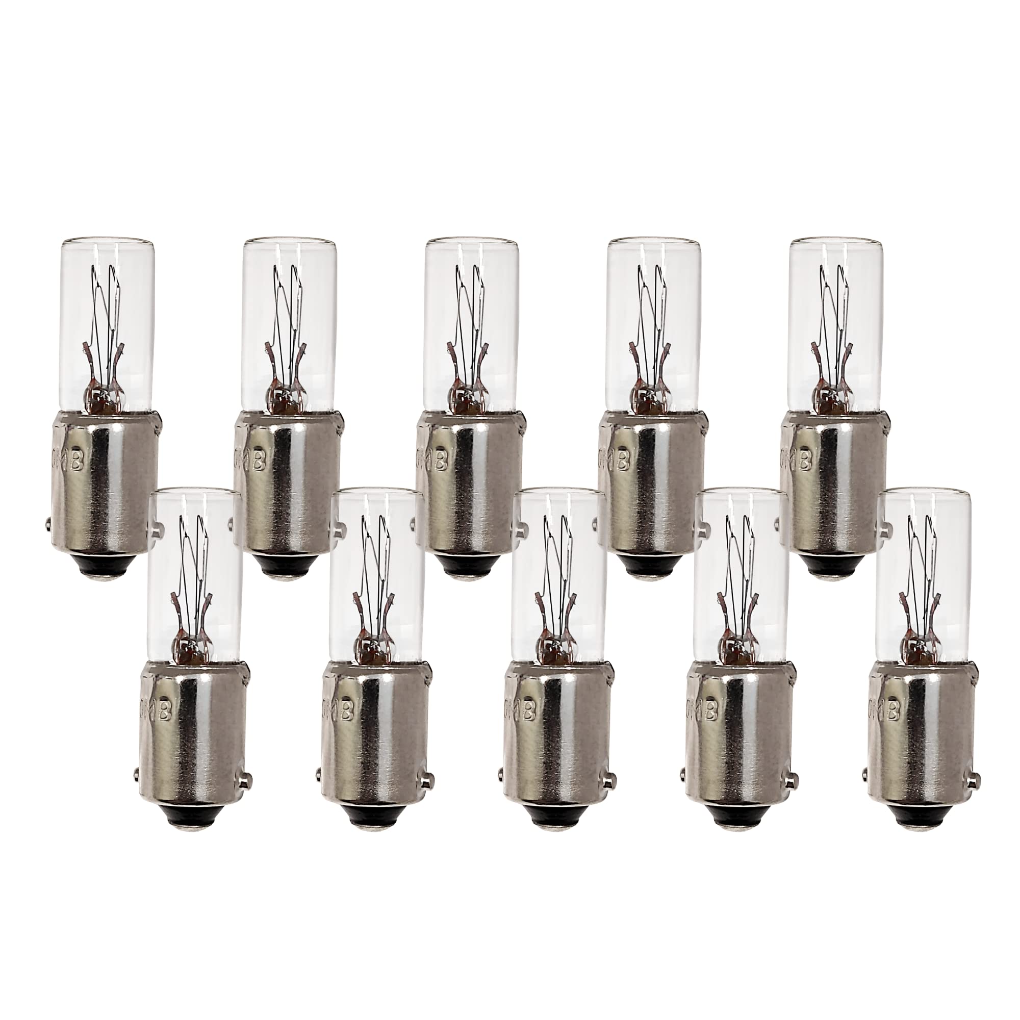 CEC Industries 120MB Light Bulbs, 120V, 3W, T2.5 Shape, Warm White, BA9s Base, 10-Pack