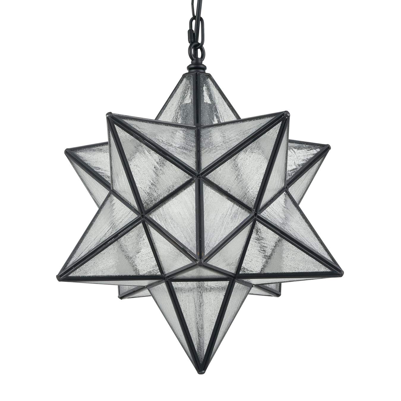 CLAXY Modern Moravian Star Pendant Light, Seeded Glass, 16" Adjustable Chain, Model TB5088DU-40QP, Perfect for Kitchen, Porch, Dining, Foyer, Bedroom