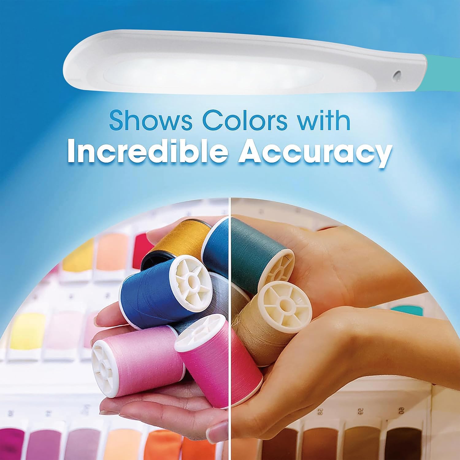 Ottlite Creative Curves Led Desk Lamp W/Usb, Clearsun, White W/Turquoise, Shipper