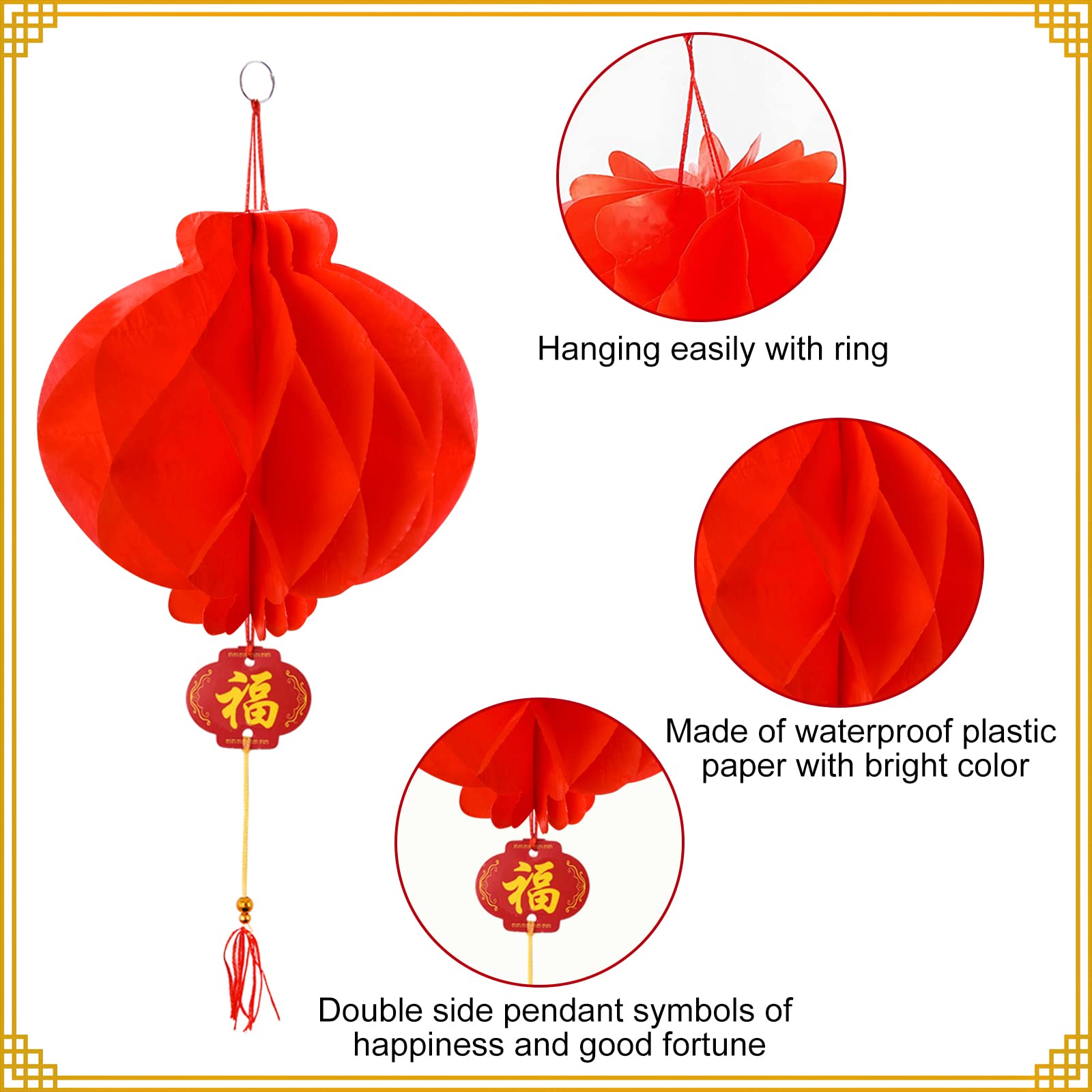 60 Pieces Red Chinese Lanterns Festival Lanterns Decorations For New Year, Spring Festival, Wedding, Restaurant