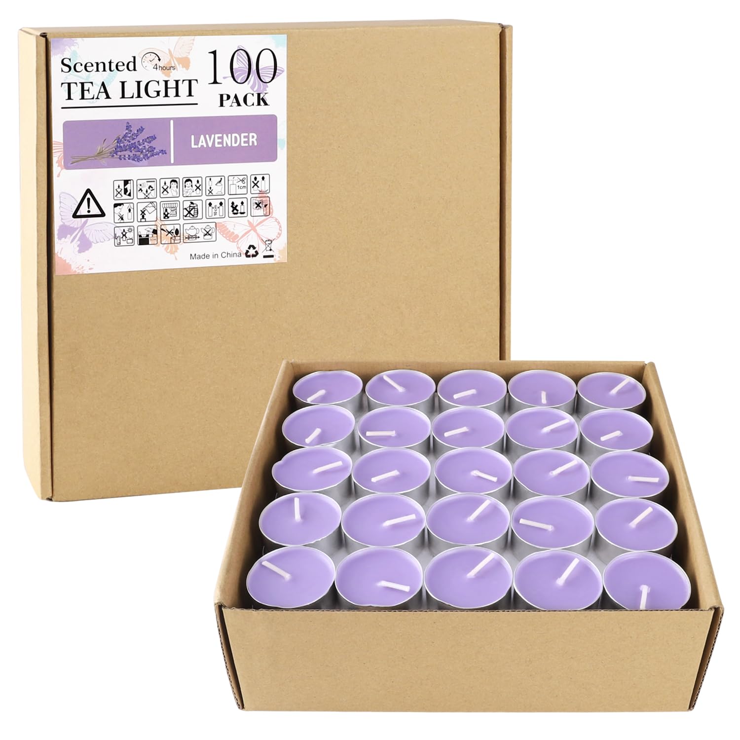 Wfmolcand Purple Scented Tealight Candles - 100 Pack Votive - Lavender Fragrance - 4 Hour Burn Time