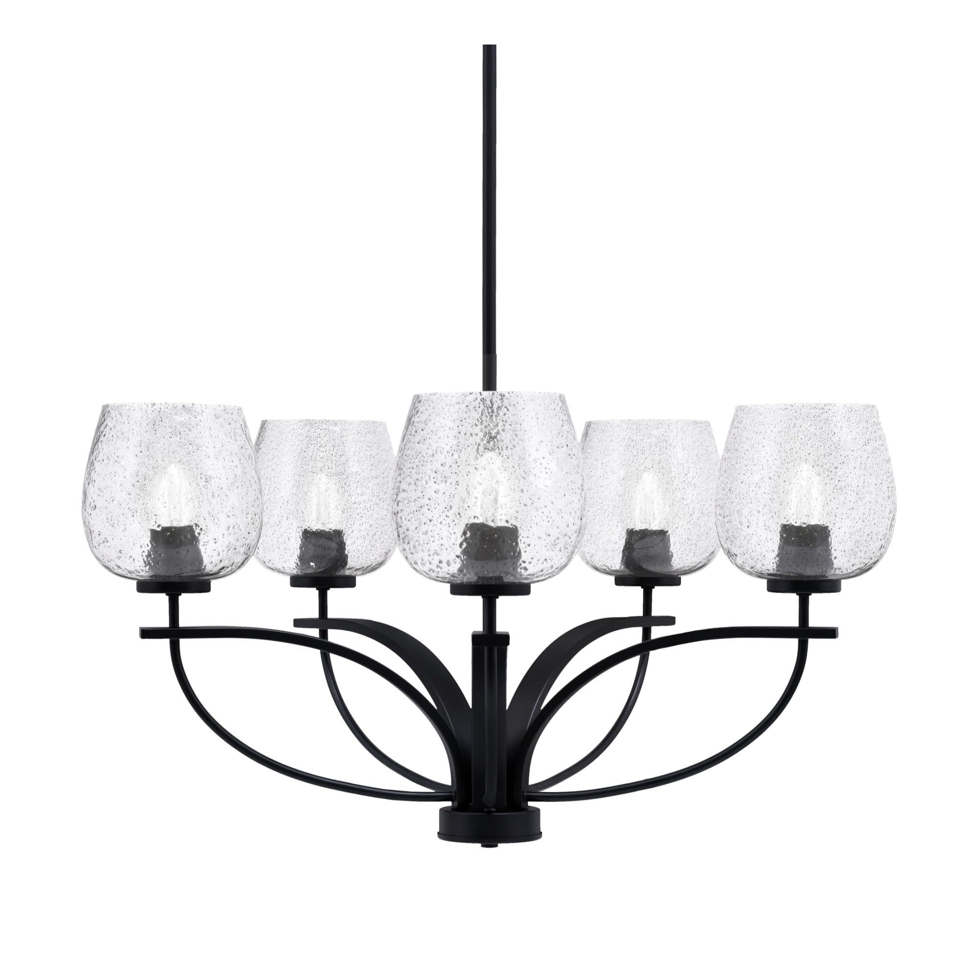 Toltec Lighting Cavella 5 Light Chandelier in Matte Black Finish with 6&quot; Smoke Bubble Glass