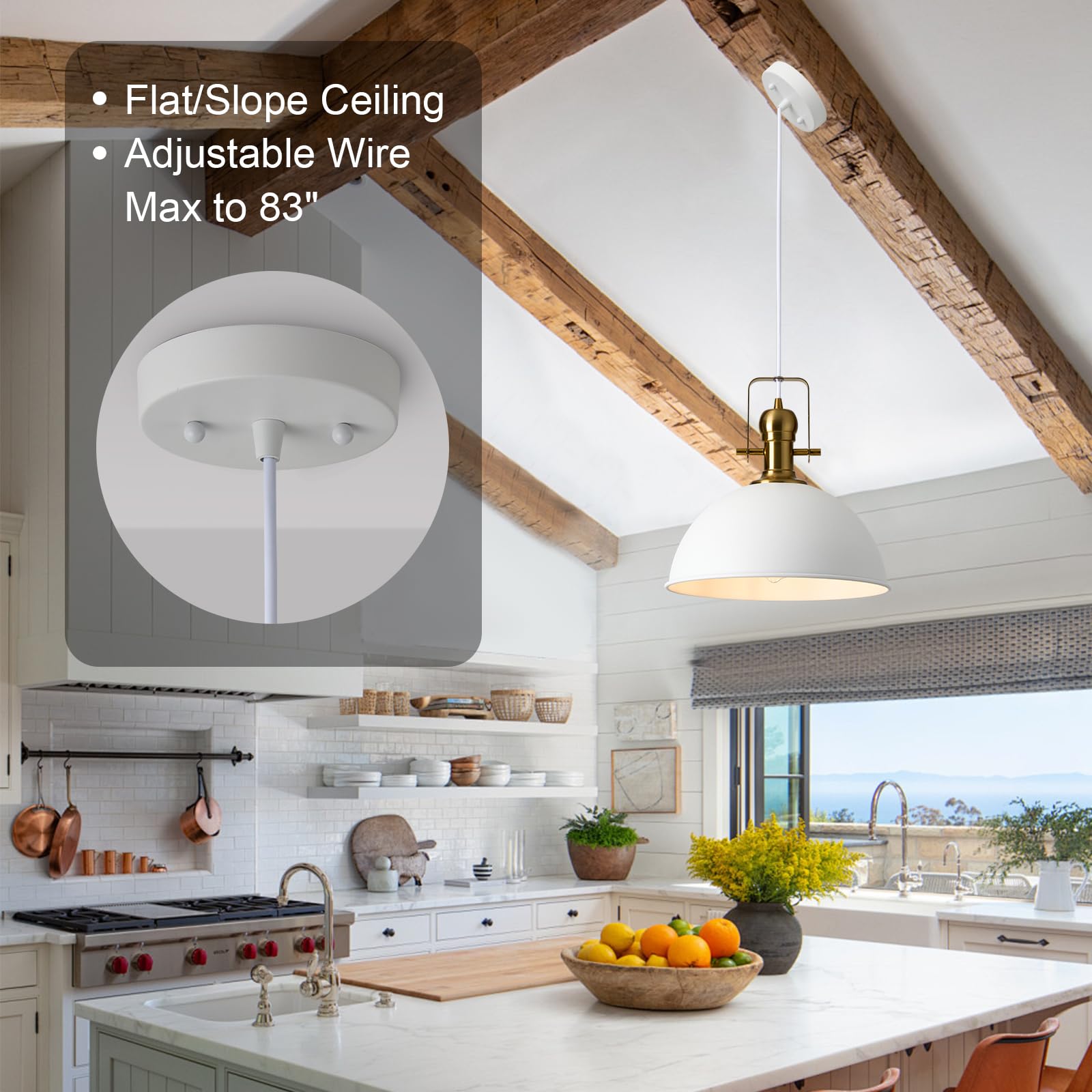 Alaislyc 12 Inch Sandy White Farmhouse Pendant Lights Pendant Lights For Kitchen Island Industrial Adjustable Height Vintage Dom