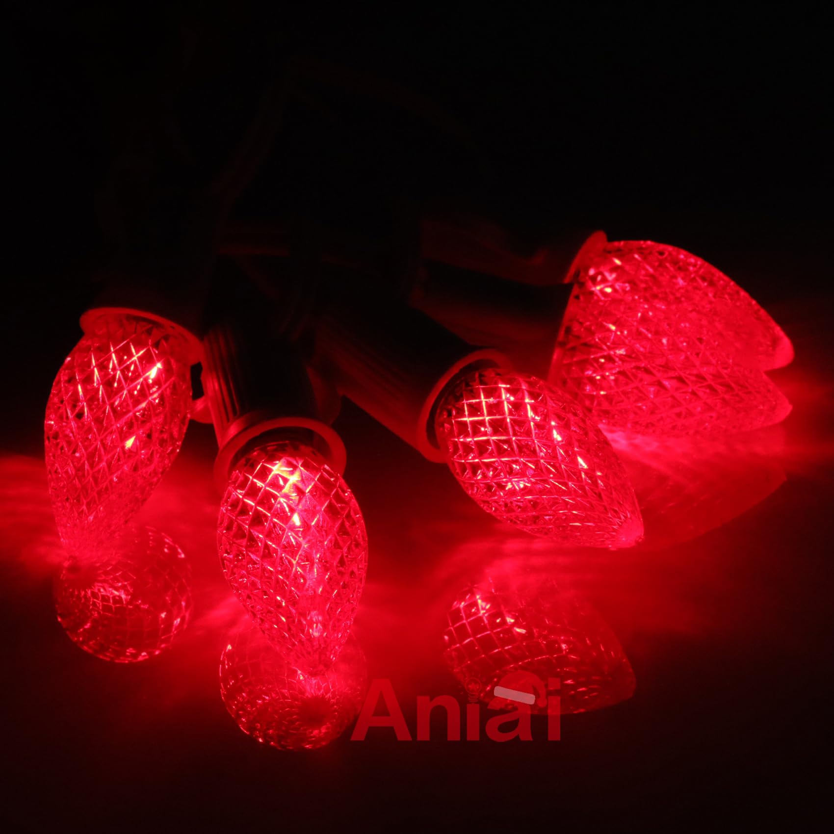 Aniai C7 LED Christmas Light Bulbs - 5 Count E12 Base Replacement - Commercial Grade Red