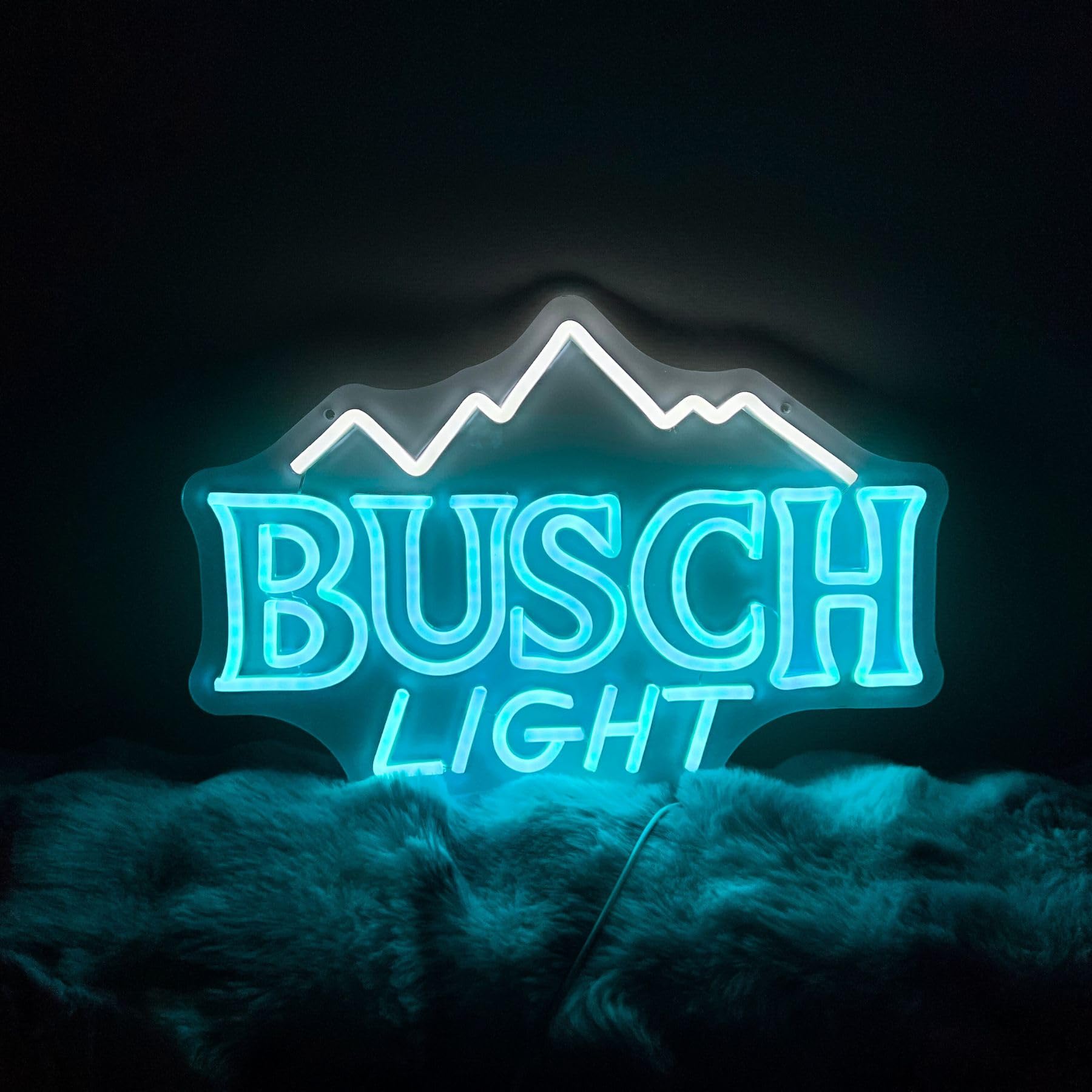 ROKAKU Beer Themed LED Neon Sign - Adjustable Brightness - 16.5" x 12.2" - BUSCH-Light - Ideal for Man Cave, Bar, Pub