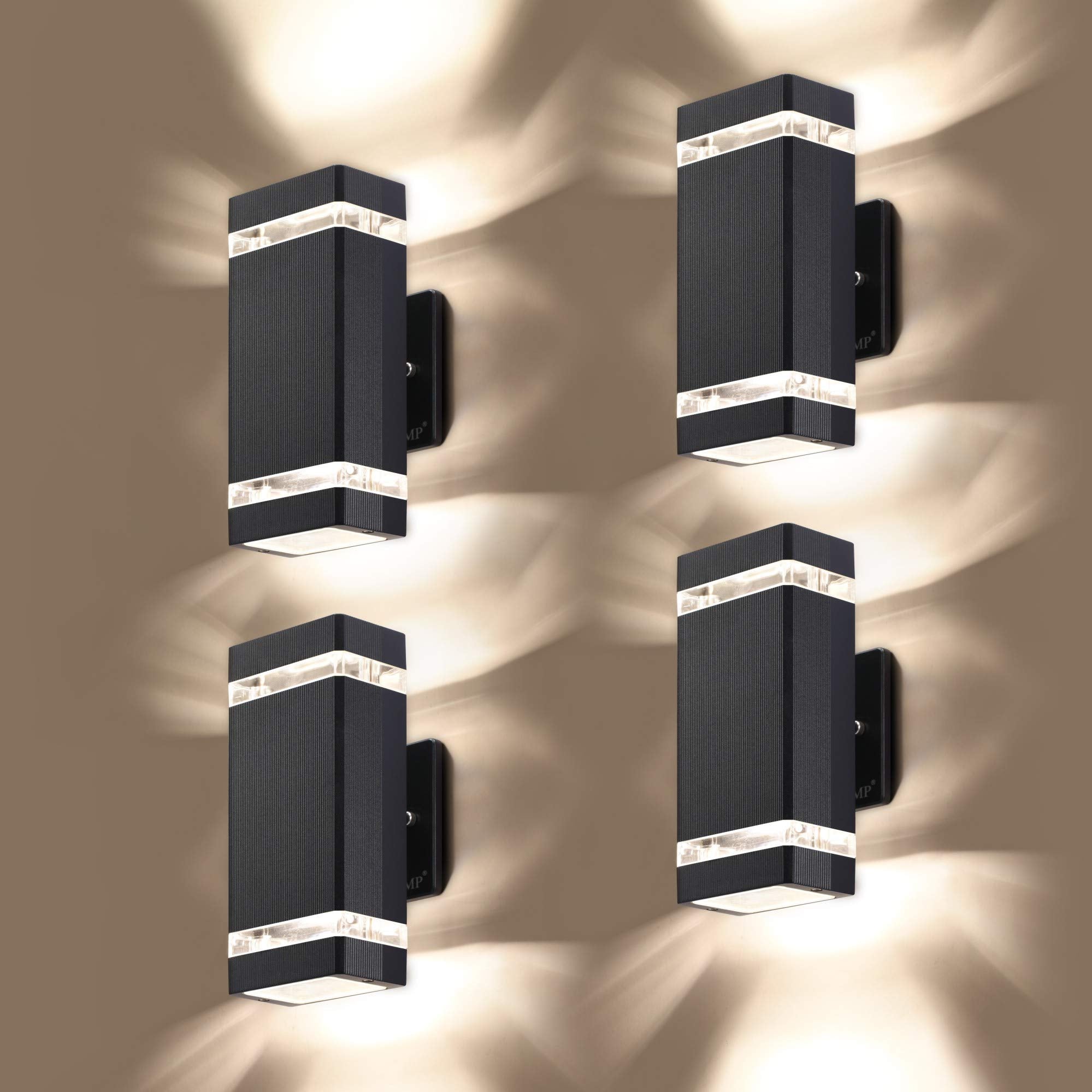 LMP LED Outdoor Wall Lights, 4 Pack, Aluminum, 3000K, 5W, Black, Model ZY-B1046C4HEI