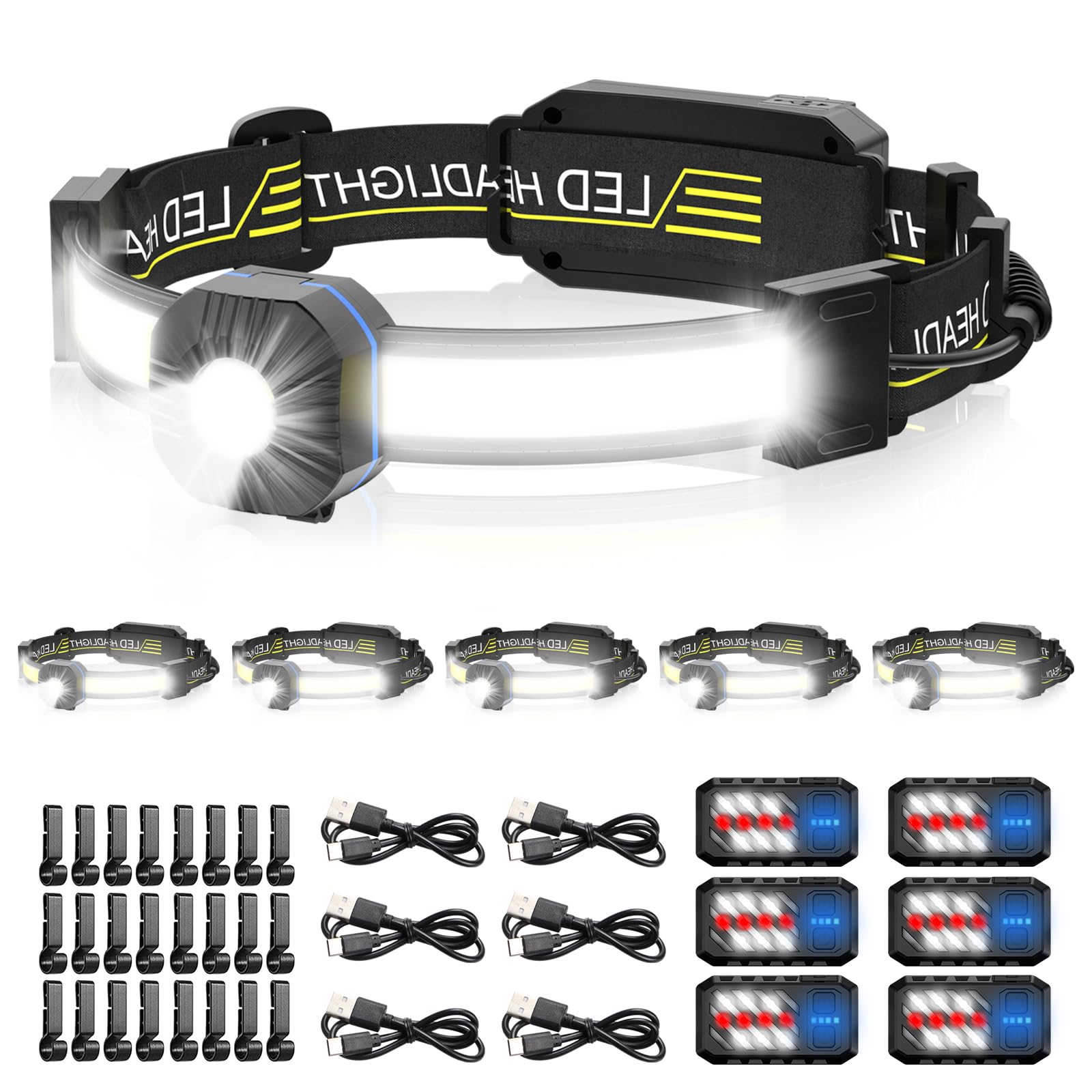 Spriak LED Headlamp, 1000lumens 230 Widebeam Headlight, USB Rechargeable HeadLamp with Red Taillight, Lightweight Waterproof Hea