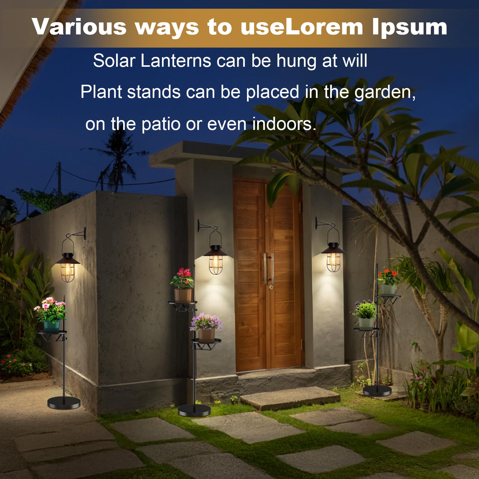 Kirschblte 60'' Solar Lantern Outdoor Lights Floor Lamp, Waterproof Solar Street Light With Plant Shelf, Outdoor Patio Accessori