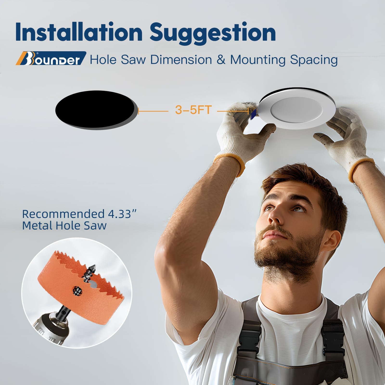 BBOUNDER 4 Inch Ultra-Thin LED Recessed Ceiling Light, 5CCT Dimmable, 800LM, Model 0181, 10W Equivalent, 5000