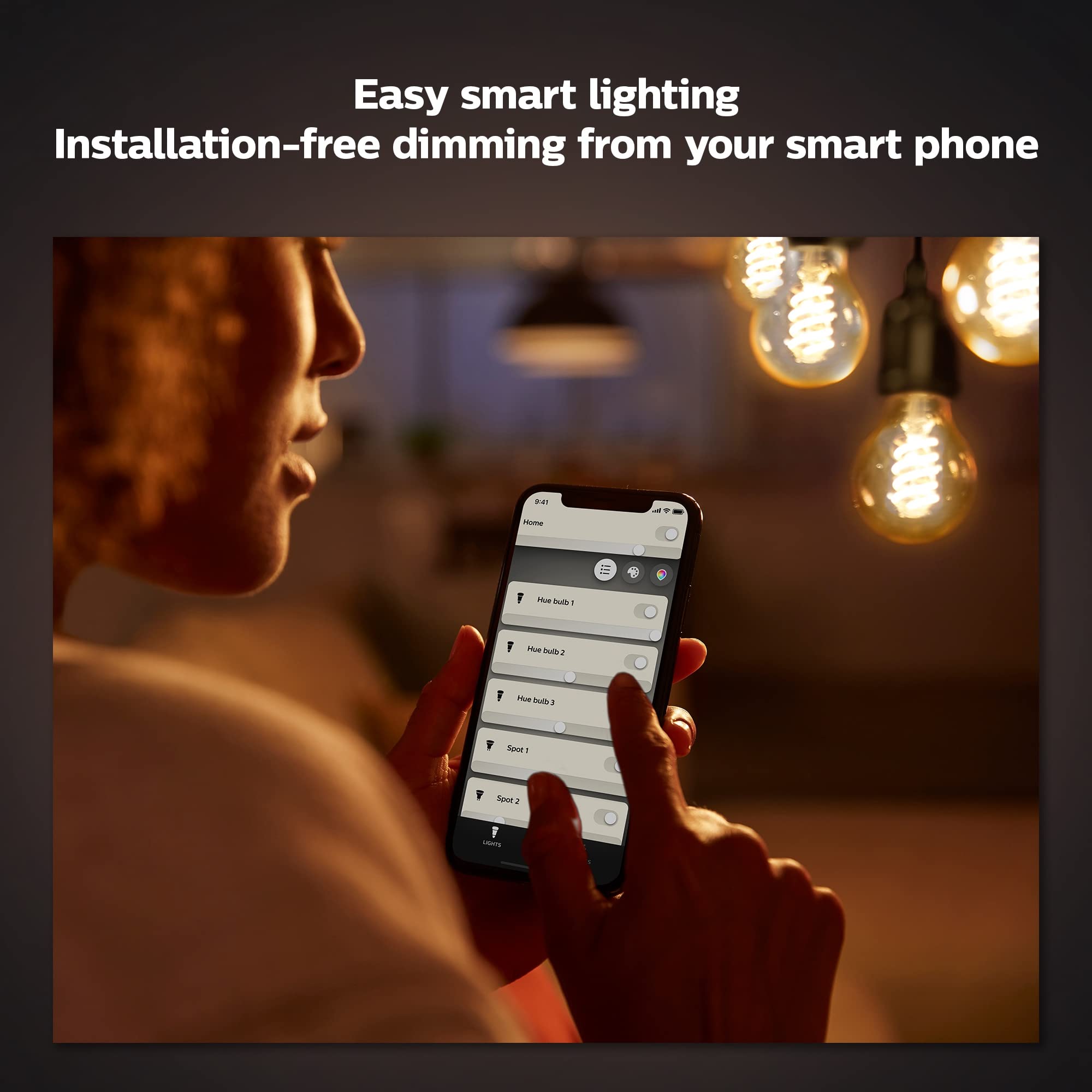 Philips Hue Smart 40W A19 Filament LED Bulb, Soft White Light, E26, 1 Pack, Glass, Compatible with Alexa, Google Assistant, Apple Homekit