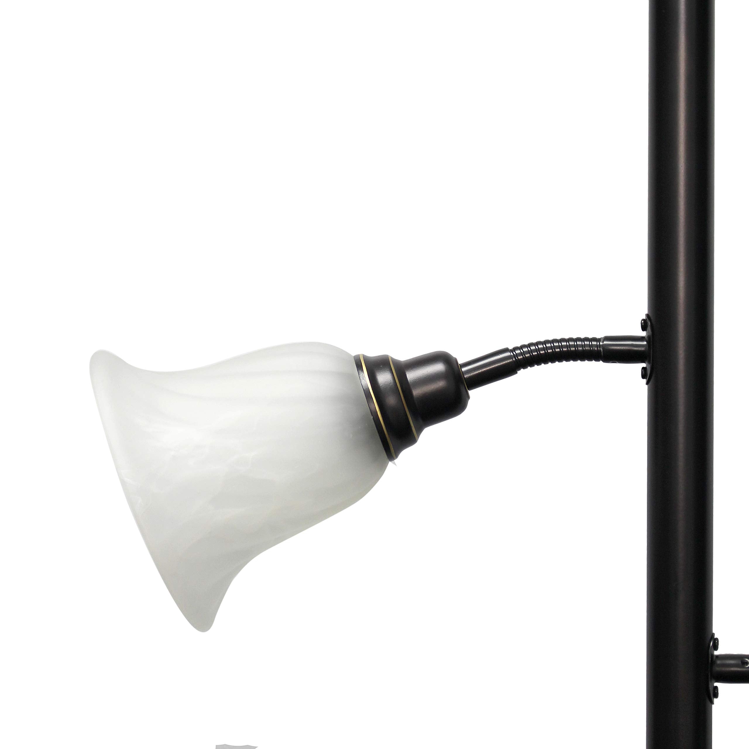 Elegant Designs LF2002-RBW Floor Lamp, 3 Light Scalloped Glass, Restoration Bronze, 13inL x 21.5inW x 71inH