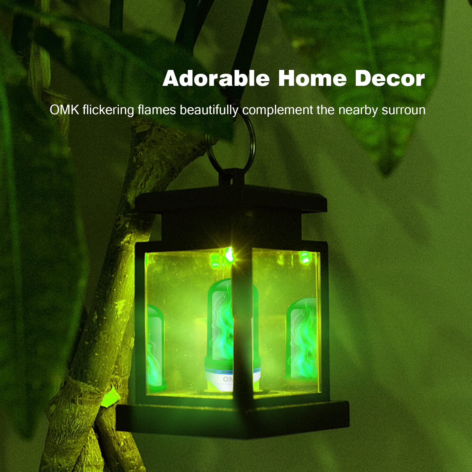 Omk 4 Pack Green Light Bulbs Flame Led Light Bulbs Flickering/Breathing/Ligting/Gravity 4 Modes Flame Bulb For Bars Hotel Yard Porch Christmas Halloween Party Outdoor Decorative Light Bulbs