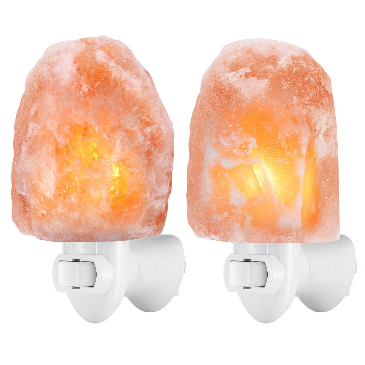 AMIR (Upgraded) Salt Lamp, Natural Himalayan Crystal Salt Light with 4 Bulbs, 11.2oz Mini Hand Carved Night Light, with UL-Certi