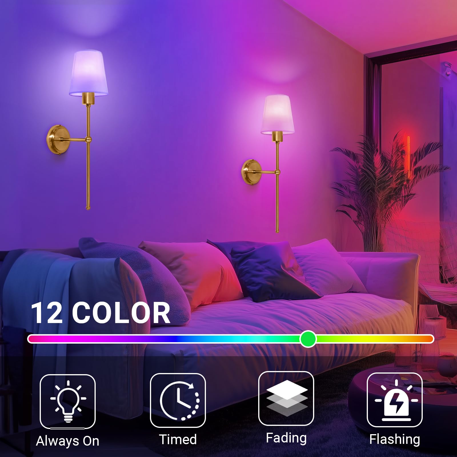 TaoFiaCo Battery Operated Wall Sconces Set of Two, Rechargeable Wireless Wall Sconces with Remote Control Dimmable, Gold Decor B