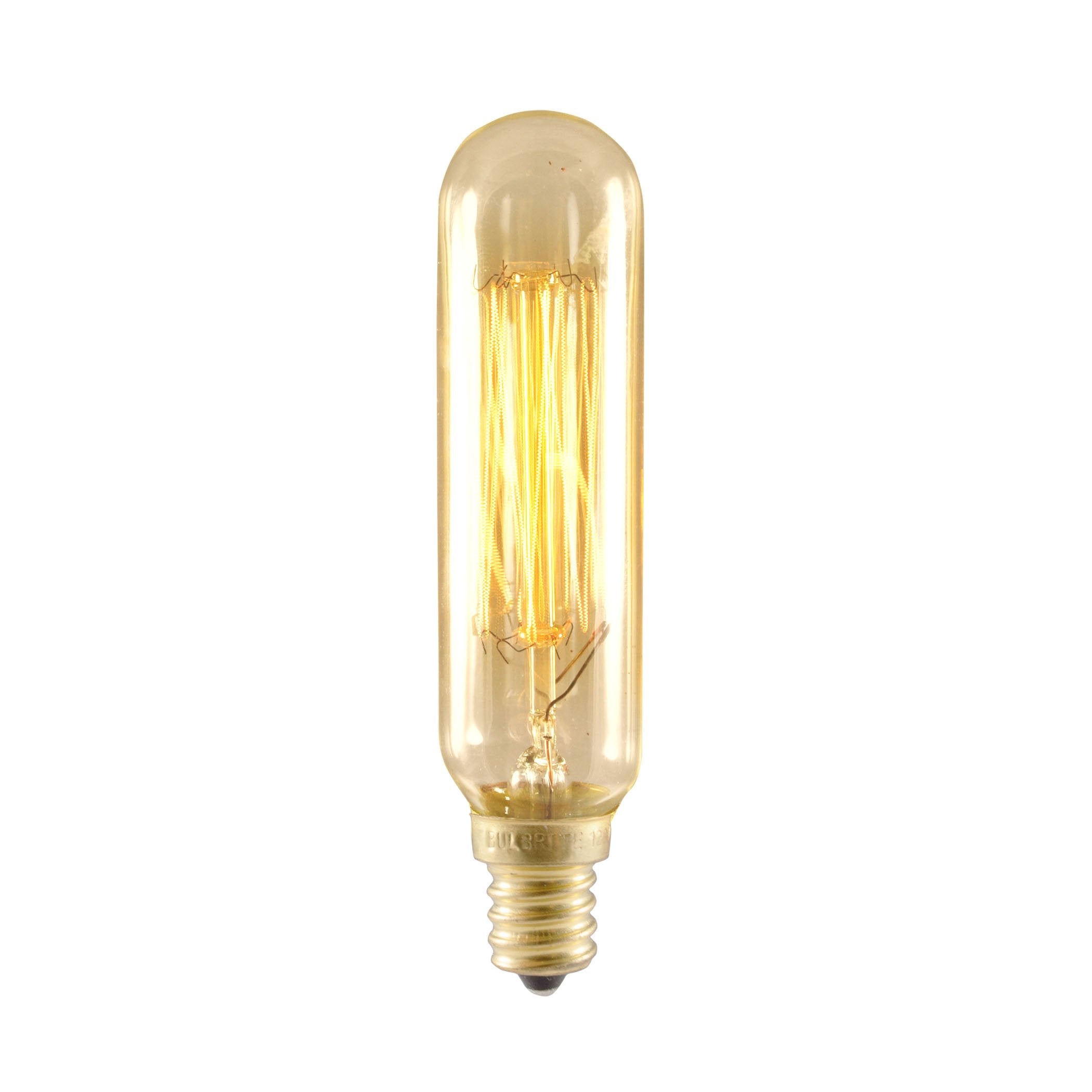 Bulbrite Nostalgic Incandescent Edison T6 Tube Light, 25W, Candelabra Base, Model 132506, Vintage Filament, 25 Bulbs