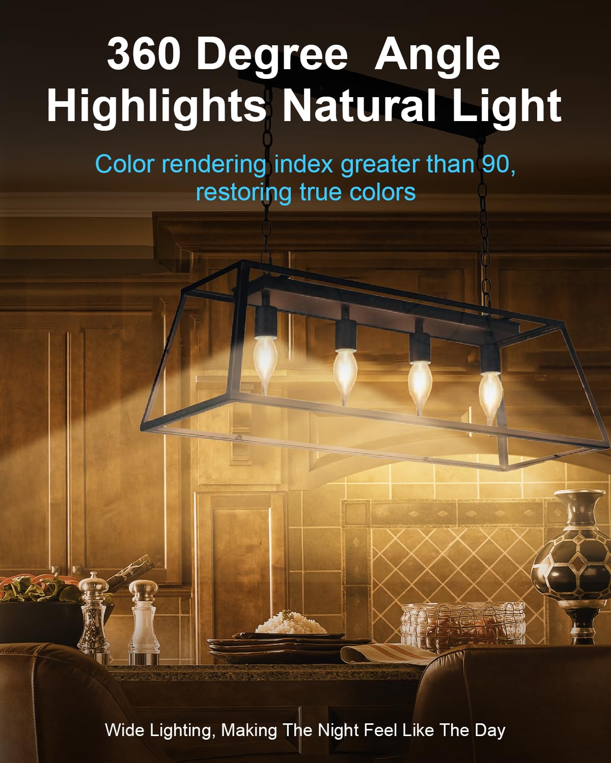 SerBion 60W E12 B10 Clear Candelabra Light Bulbs, Warm White 2700K, Dimmable, 600 Lumen, 12-Pack