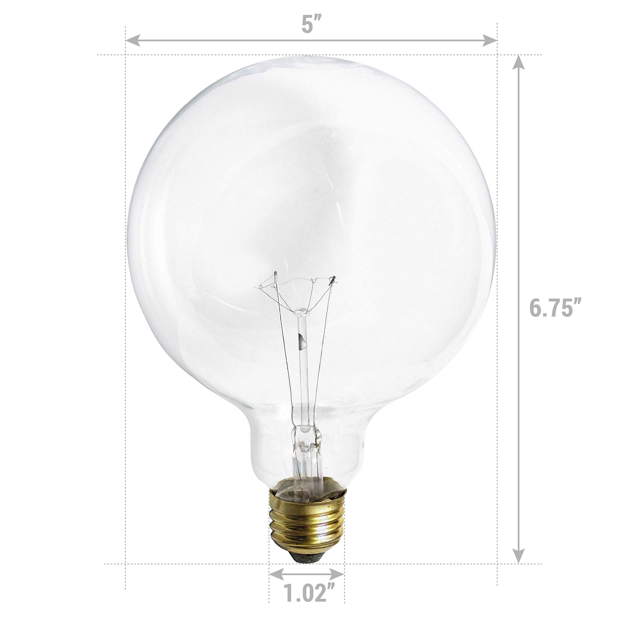 Kor (2 Pack) G40 Incandescent Light Bulb 2700K Soft Light, Decorative Globe Light Bulbs,E26 Medium Base, Perfect Use For Decor,