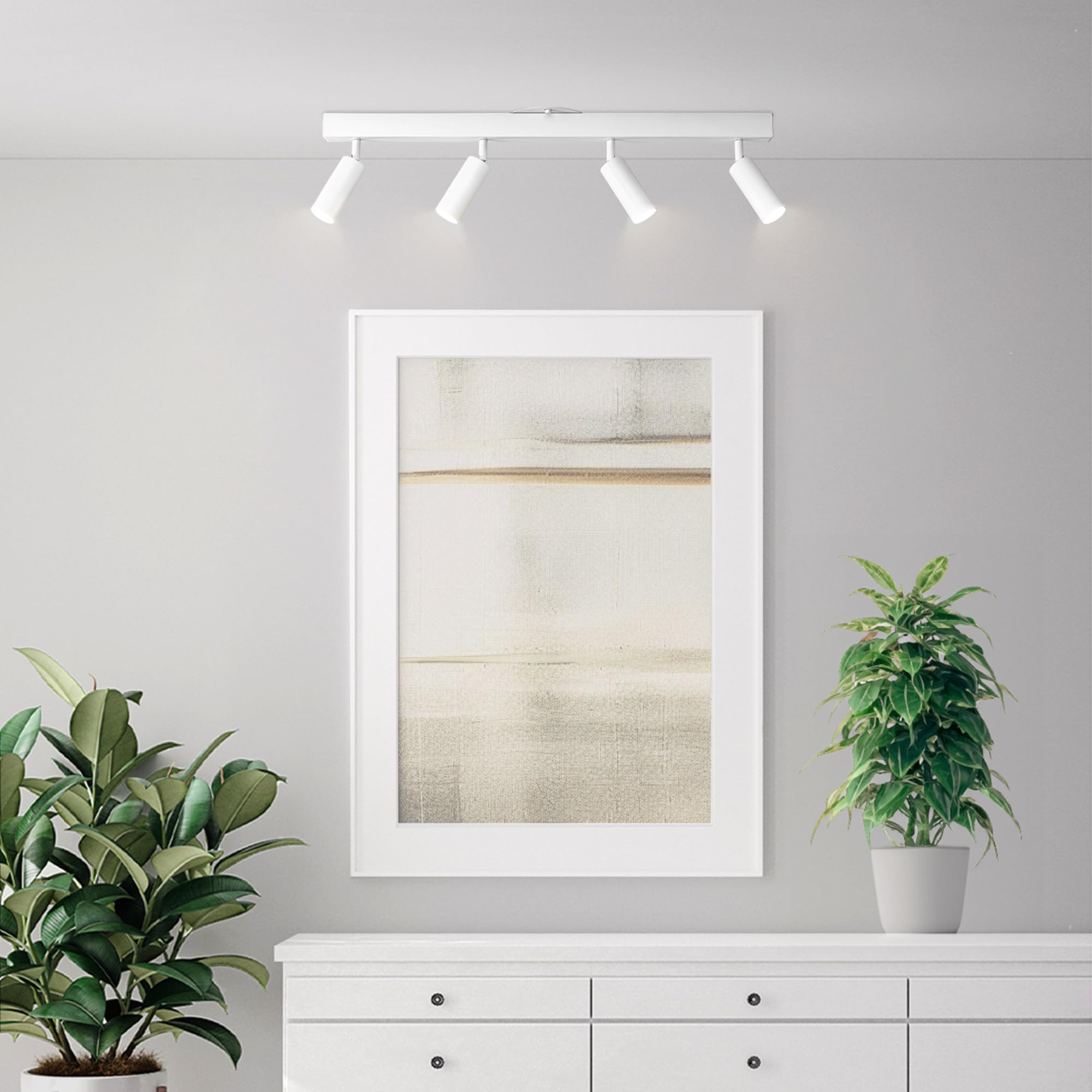 Globe Electric 64000120 28'' 4-Light Led Integrated Track Lighting, Matte White, Pivoting Track Heads, 37 W, 1600 Lumens, 3000 K