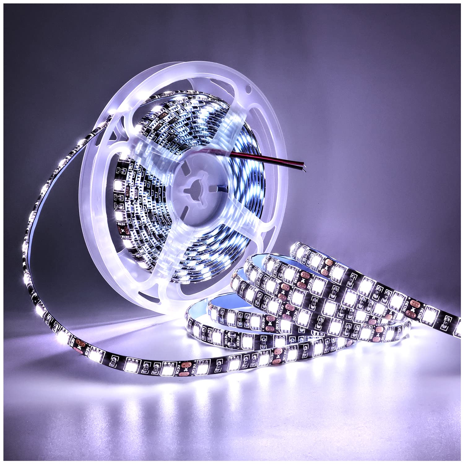 TX 12V LED Strip Light 16.4ft White SMD 5050 IP65 Waterproof Black PCB Model 810