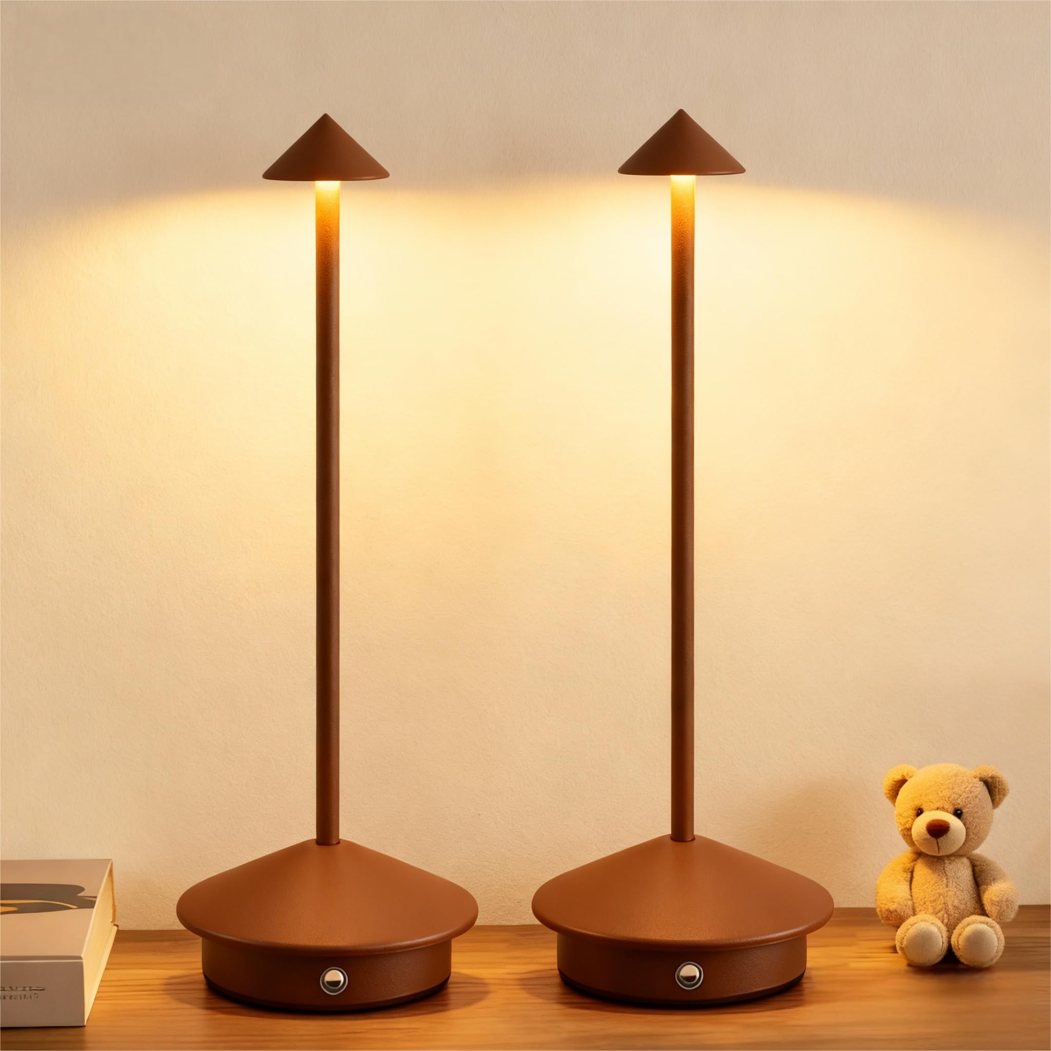 2 Pack Aluminum Cordless Table Lamp  6000mAh Rechargeable Table Lamps  Portable Touch LED Lamp  Outdoor Waterproof Dimmable Cordless Rechargeable Table Lamps for Restaurant/Patio- Black (Zongse)